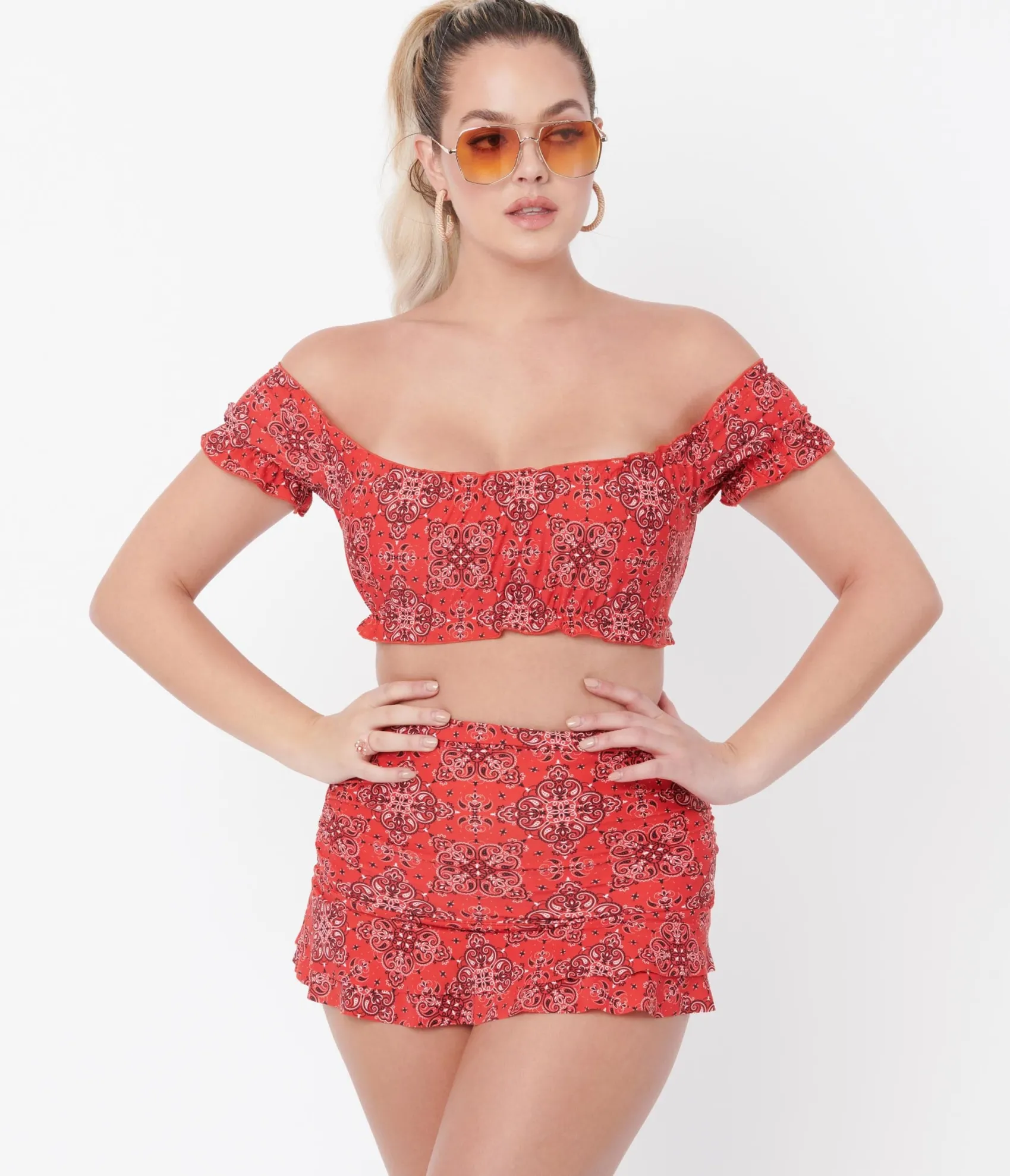 Unique Vintage Red Bandana Print Alice Swim Skirt Best Sale