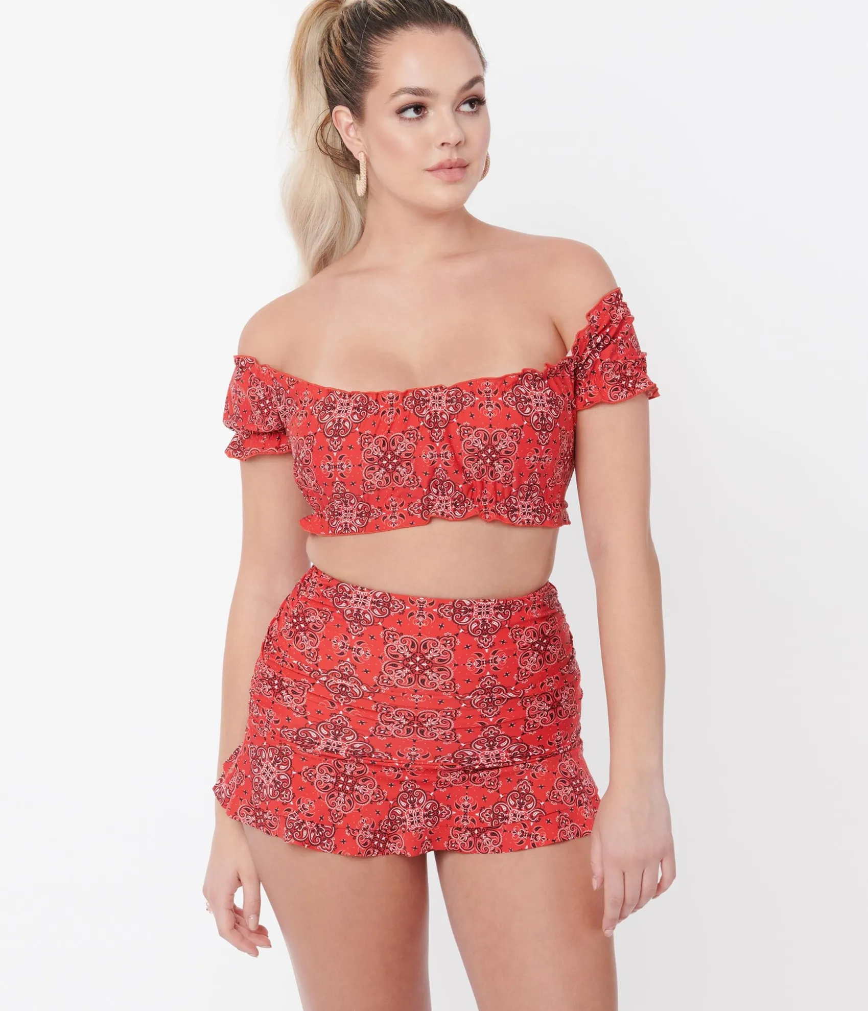 Unique Vintage Red Bandana Print Alice Swim Skirt Best Sale
