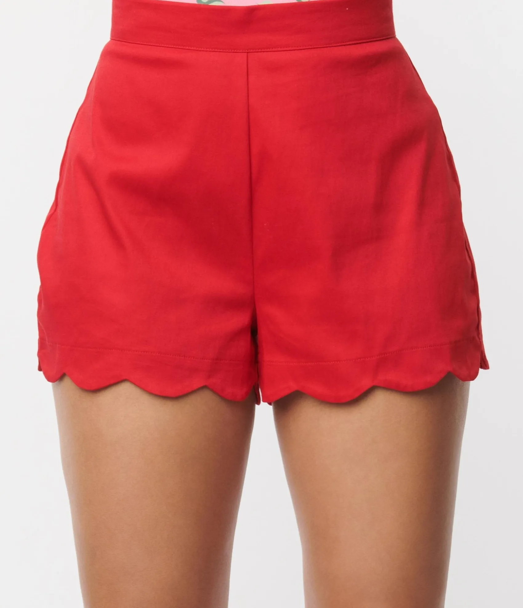 Unique Vintage Red Scallop Shorts Best