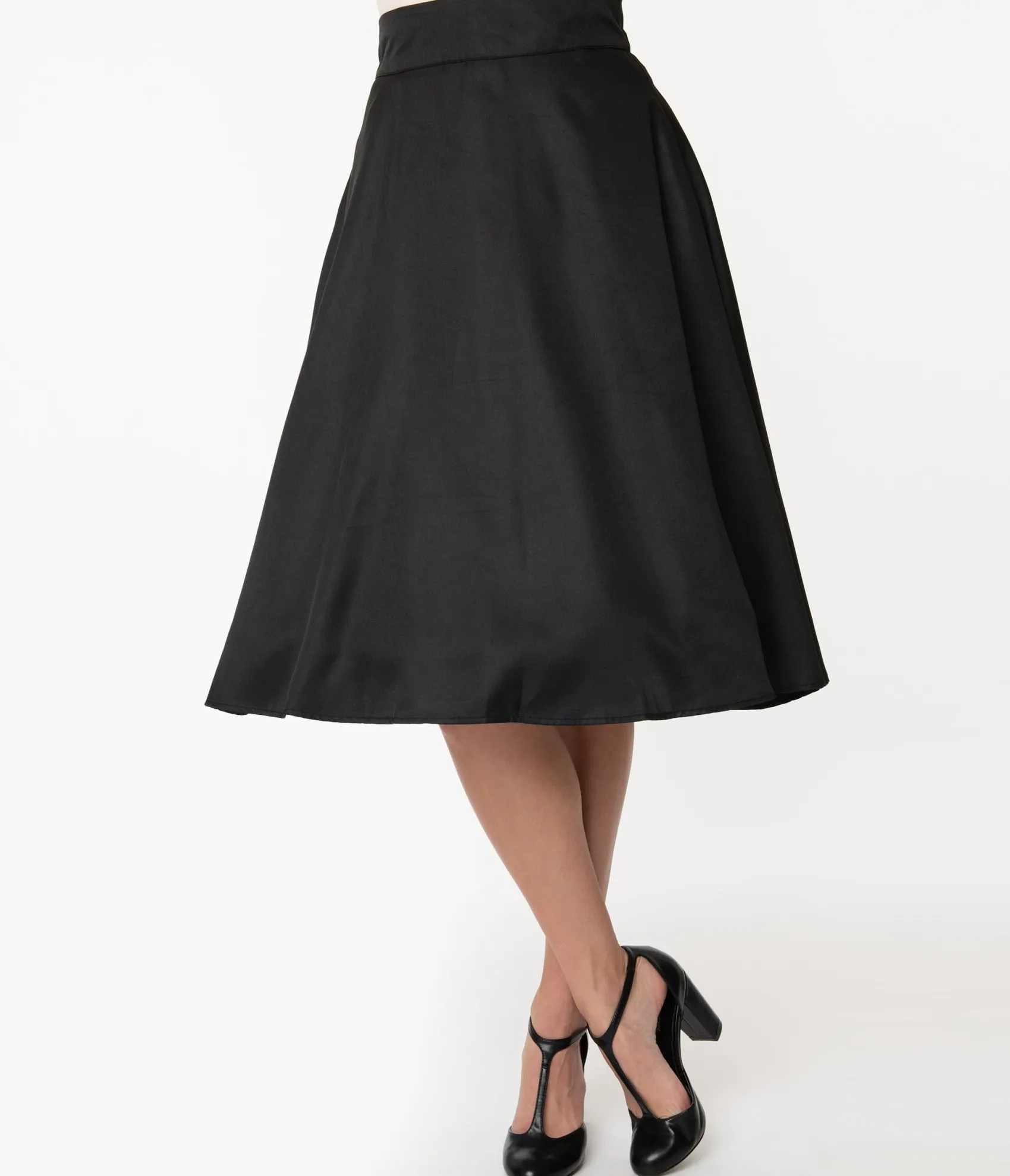 Unique Vintage Retro Style Black High Waist Vivien Swing Skirt Best