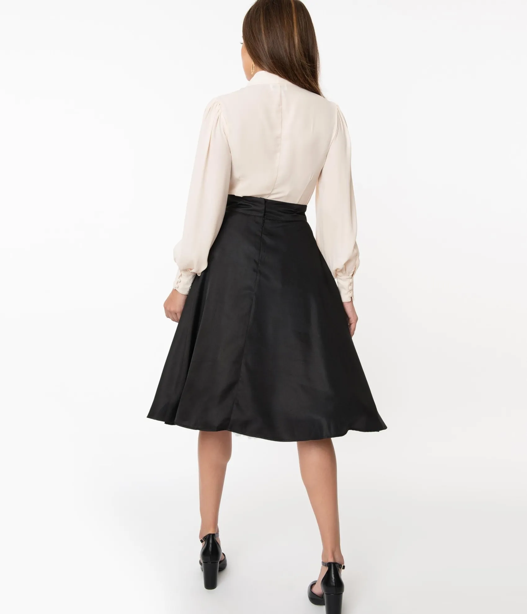 Unique Vintage Retro Style Black High Waist Vivien Swing Skirt Best