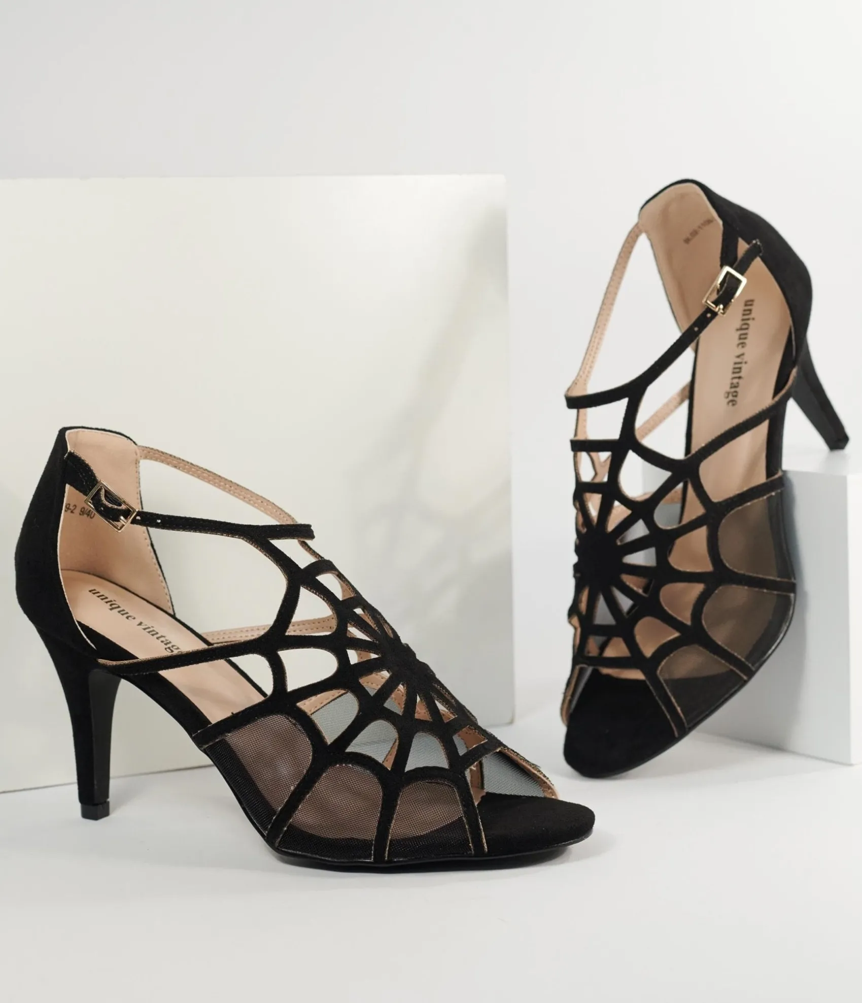 Unique Vintage 1940s Black Spider Web Heels Online