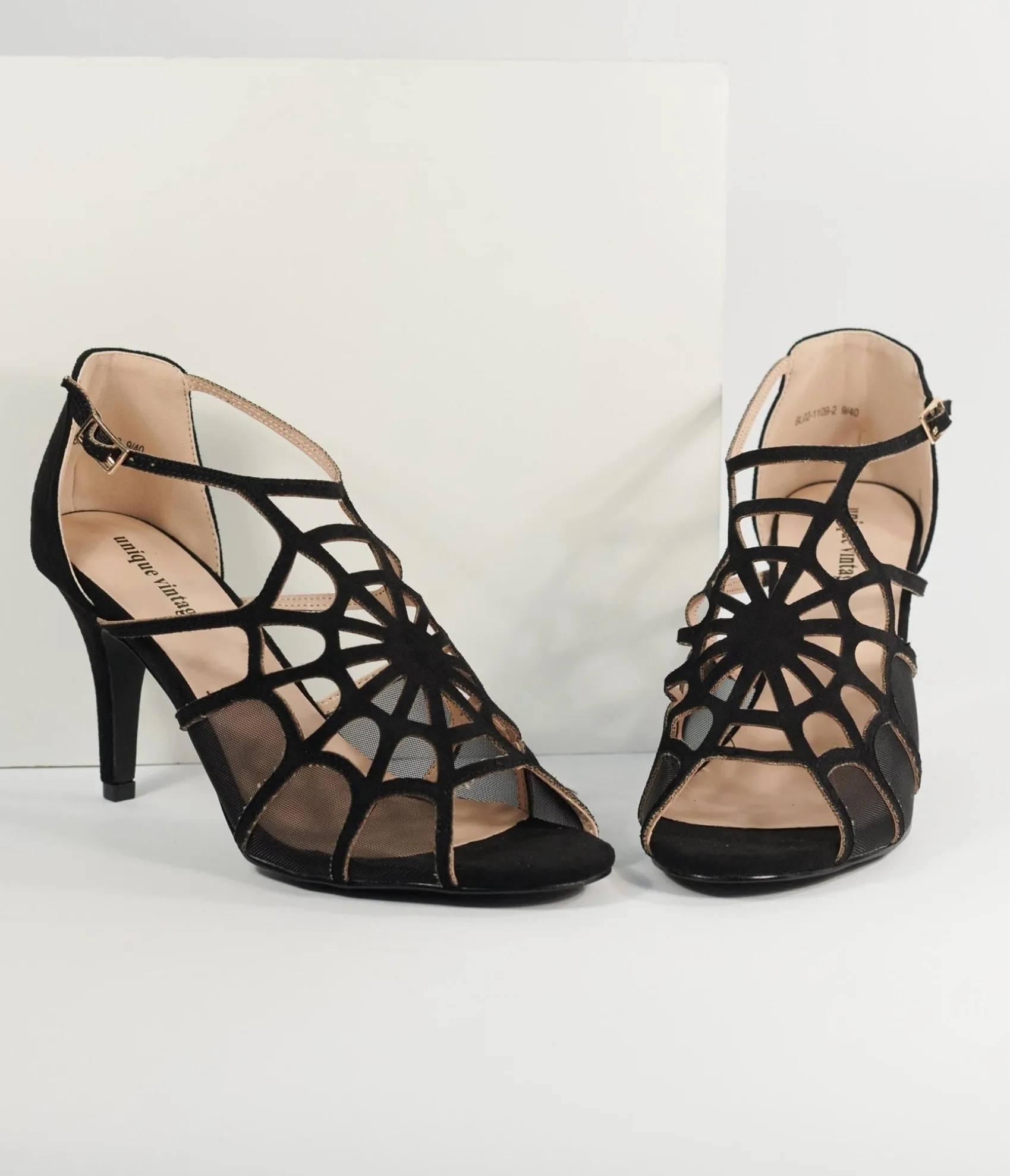 Unique Vintage 1940s Black Spider Web Heels Online