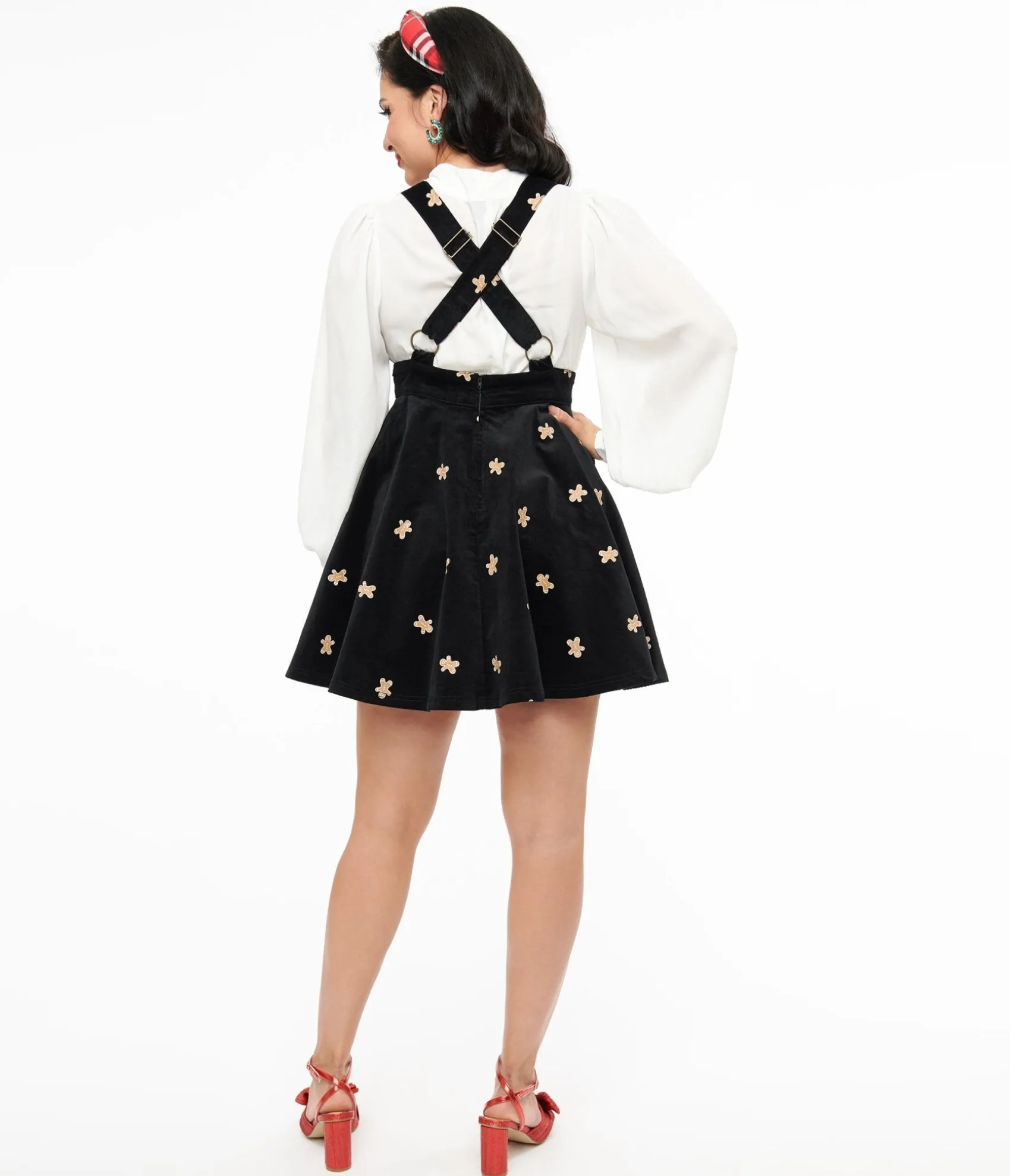 Unique Vintage 1950s Black & Gingerbread Brionne Pinafore Skirt Cheap