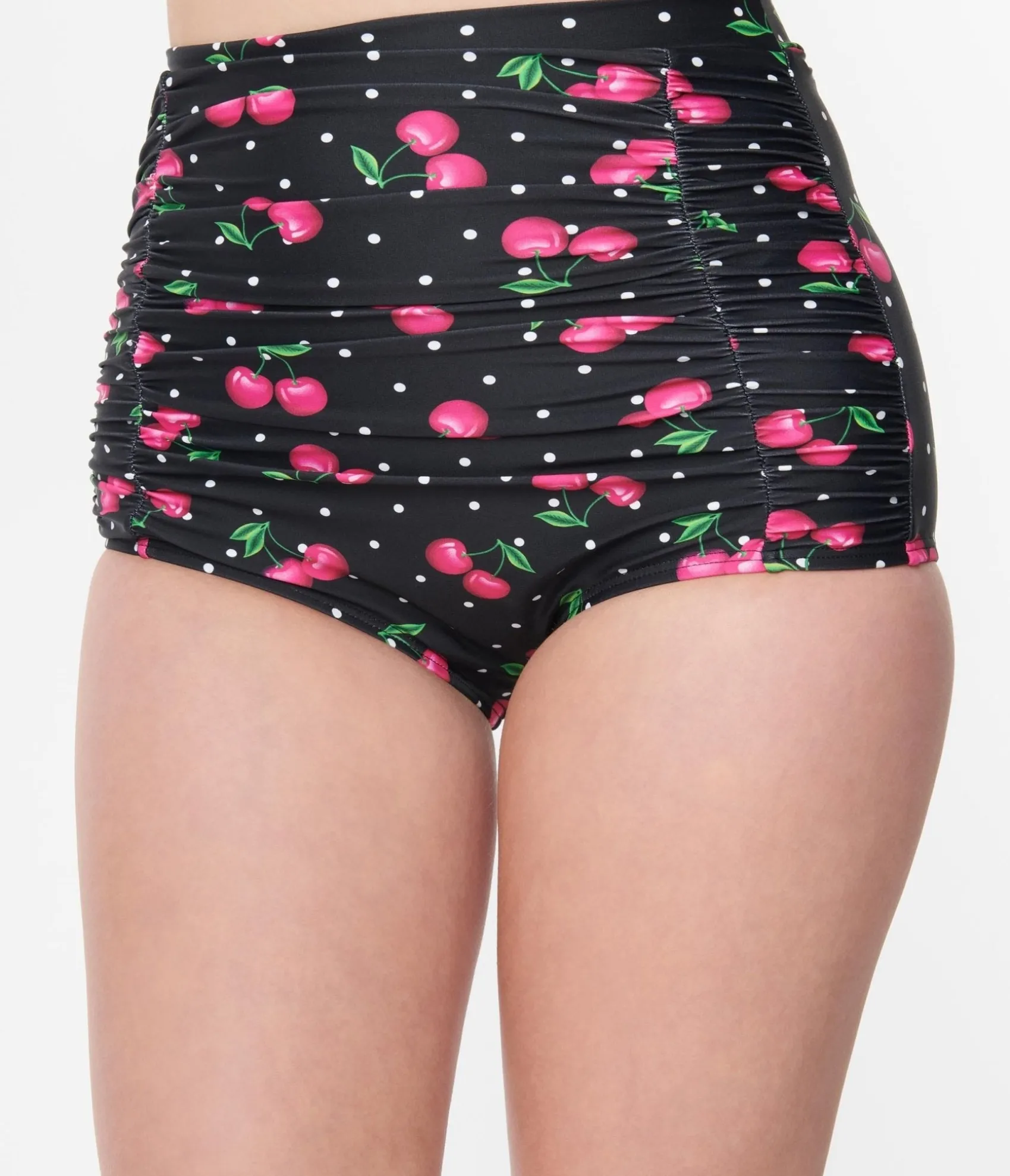 Unique Vintage 1950s Black & Hot Pink Cherry Pin Dot Monroe Swim Bottom Outlet