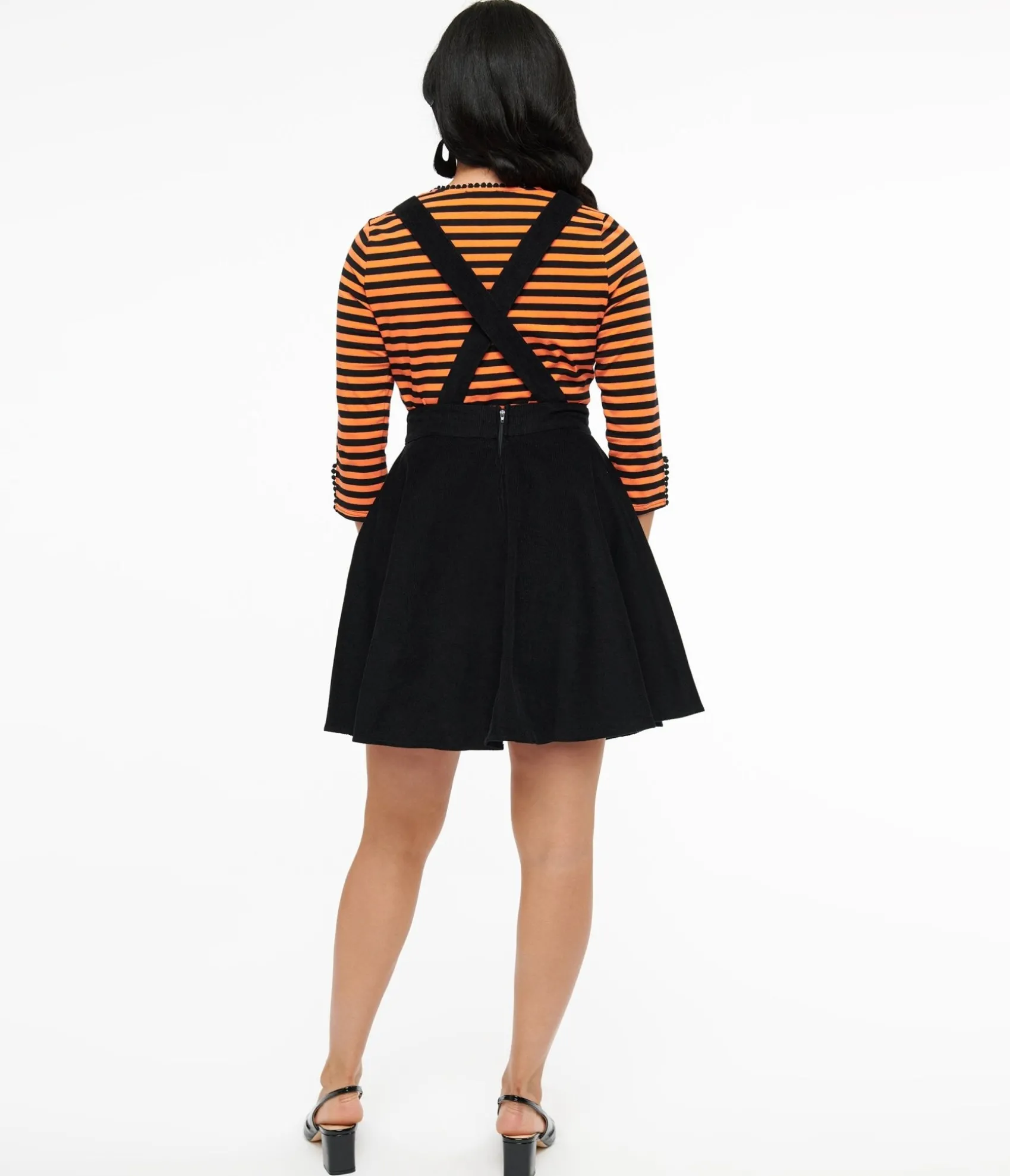 Unique Vintage 1950s Black & Orange Jack-O-Lantern Pinafore Flash Sale