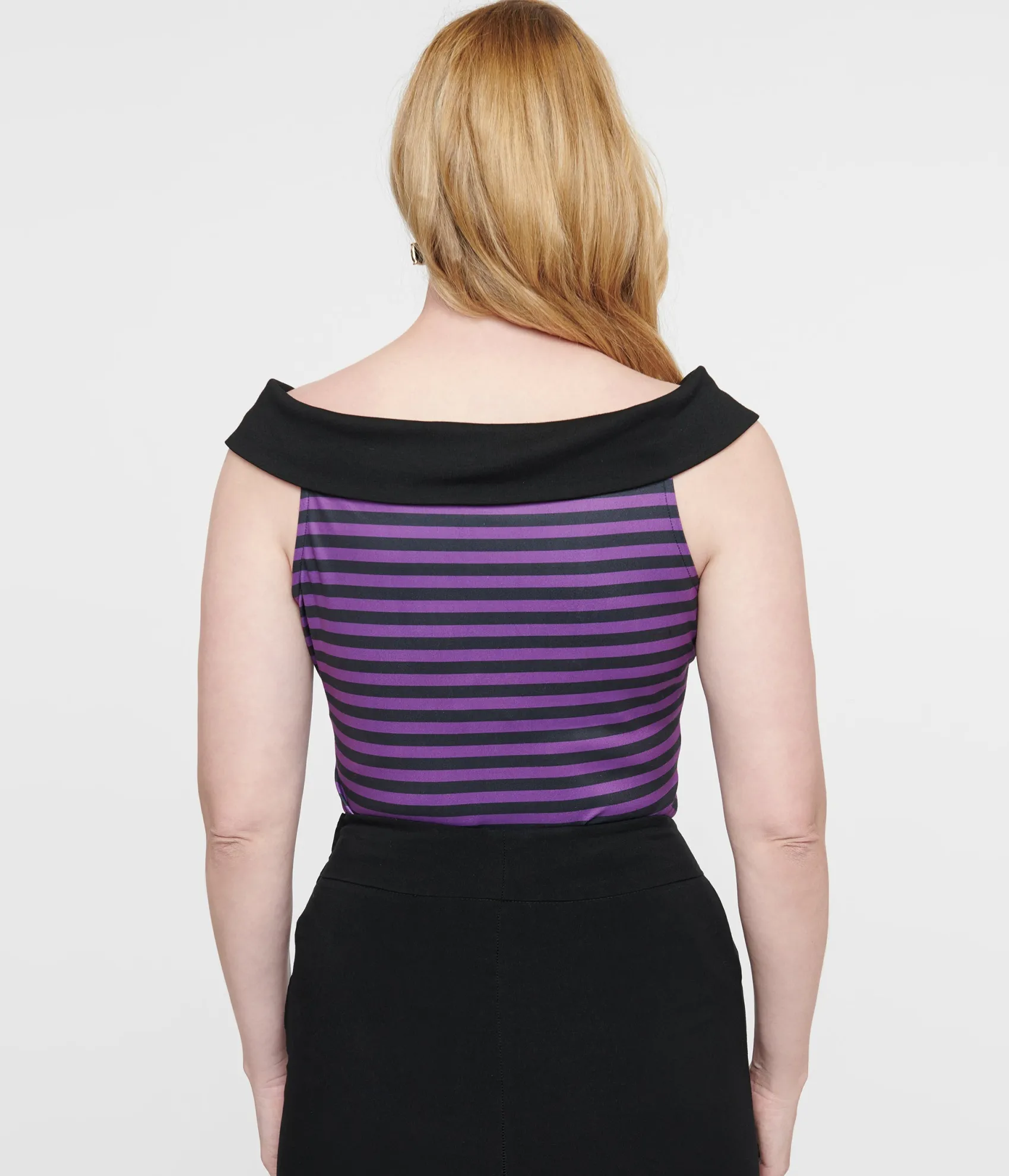 Unique Vintage 1950s Black & Purple Stripe Maraschino Top Best