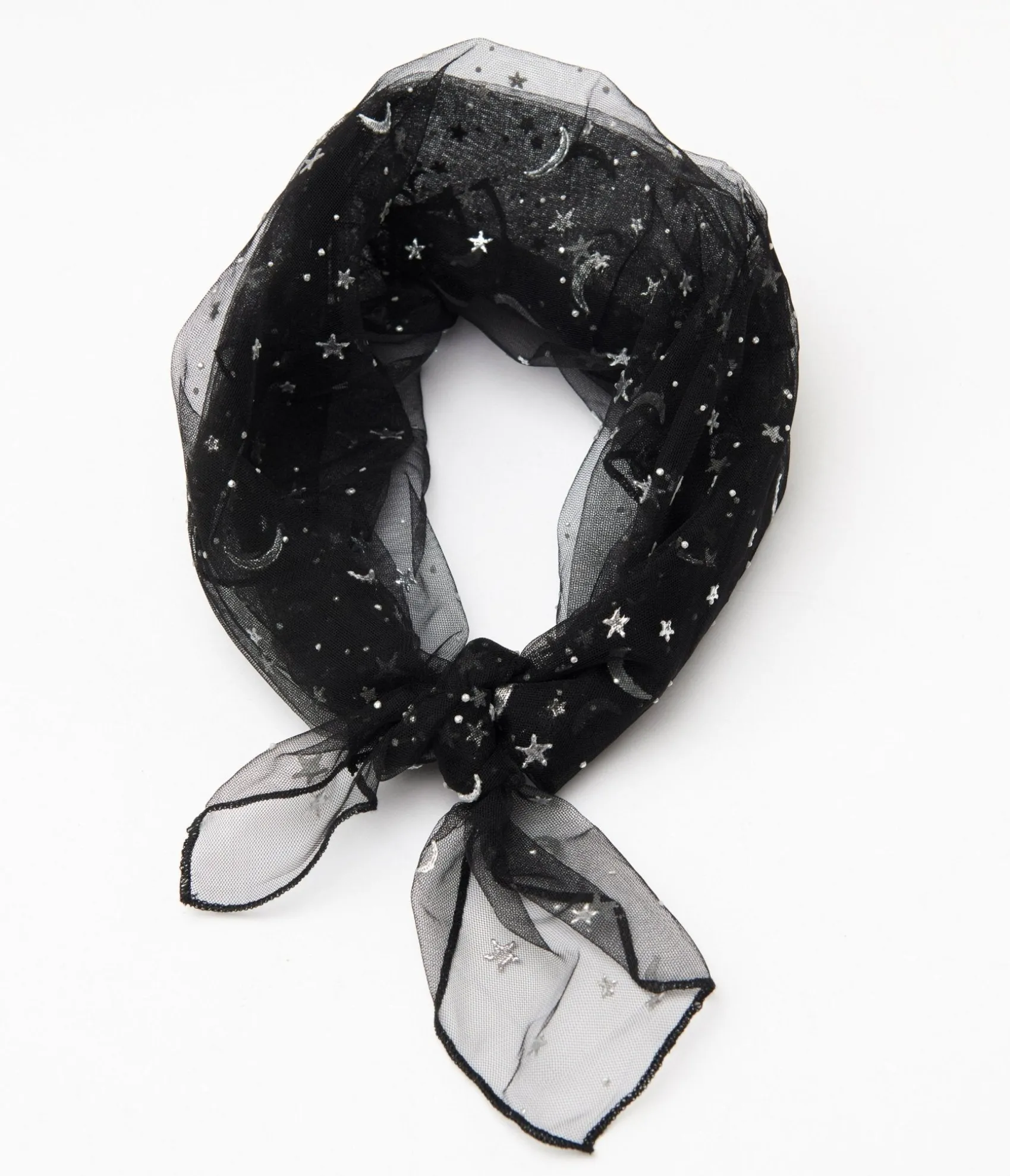Unique Vintage 1950s Black & Silver Star Print Hair Scarf Online