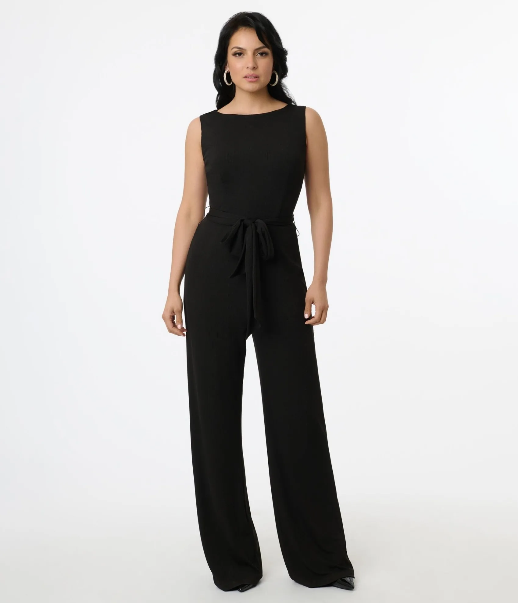 Unique Vintage 1950s Black Boat Neck Jumpsuit Sale