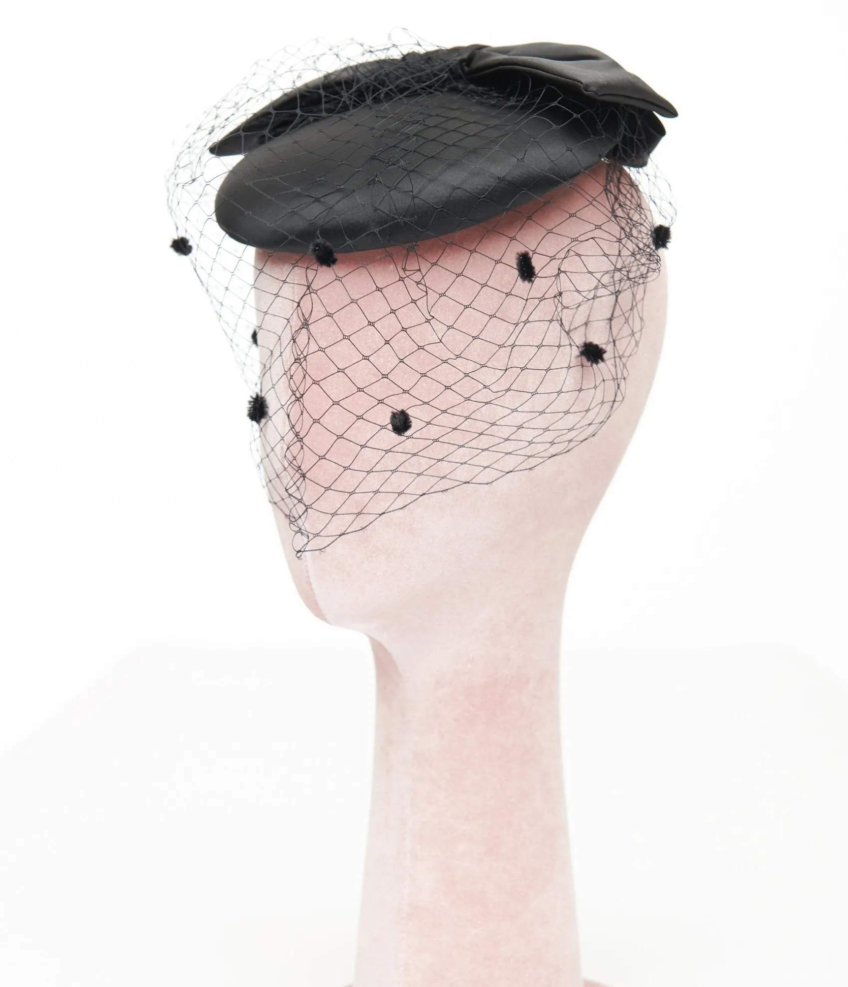 Unique Vintage 1950s Black Bow Pillbox Fascinator Hat Cheap