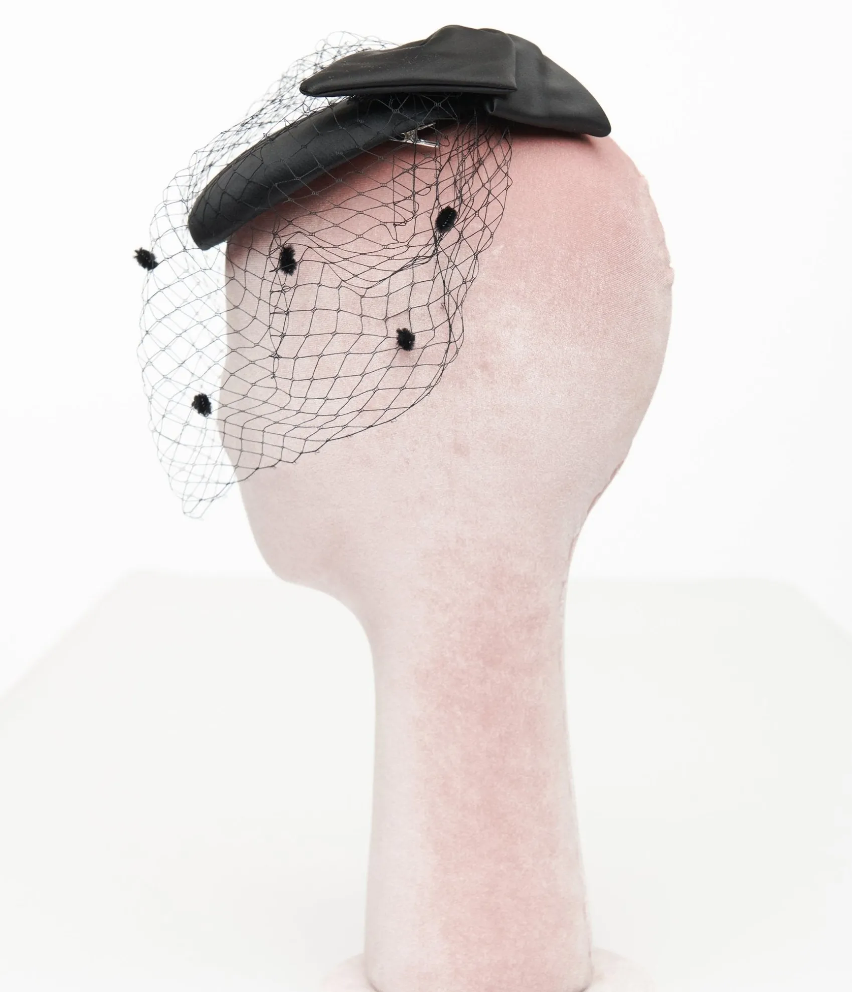 Unique Vintage 1950s Black Bow Pillbox Fascinator Hat Cheap