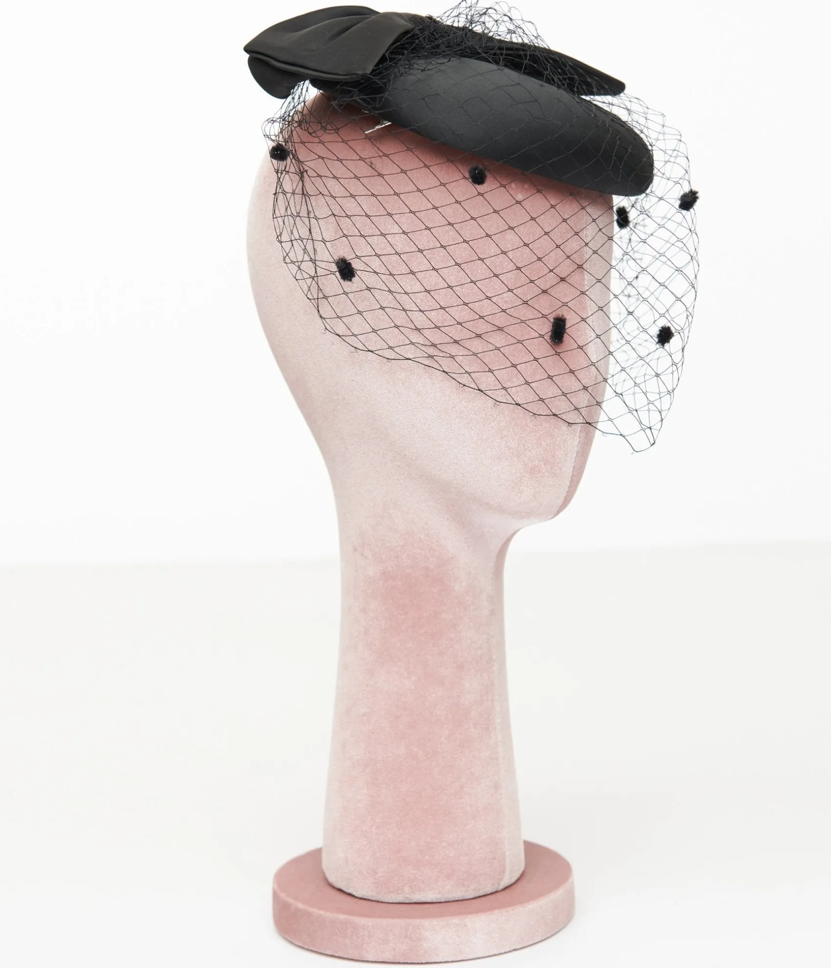 Unique Vintage 1950s Black Bow Pillbox Fascinator Hat Cheap