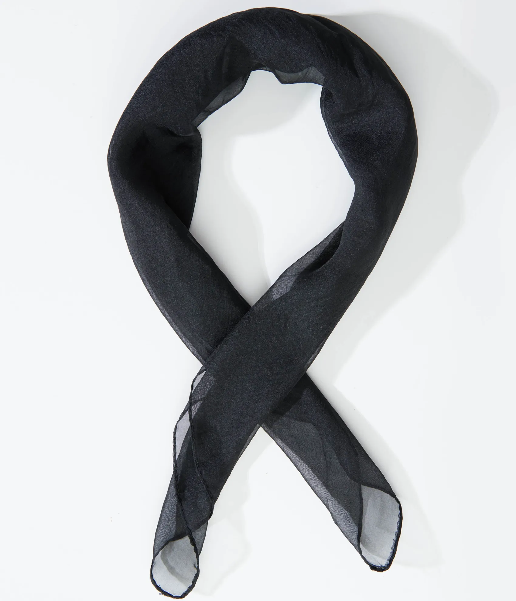 Unique Vintage 1950s Black Chiffon Hair Scarf Discount