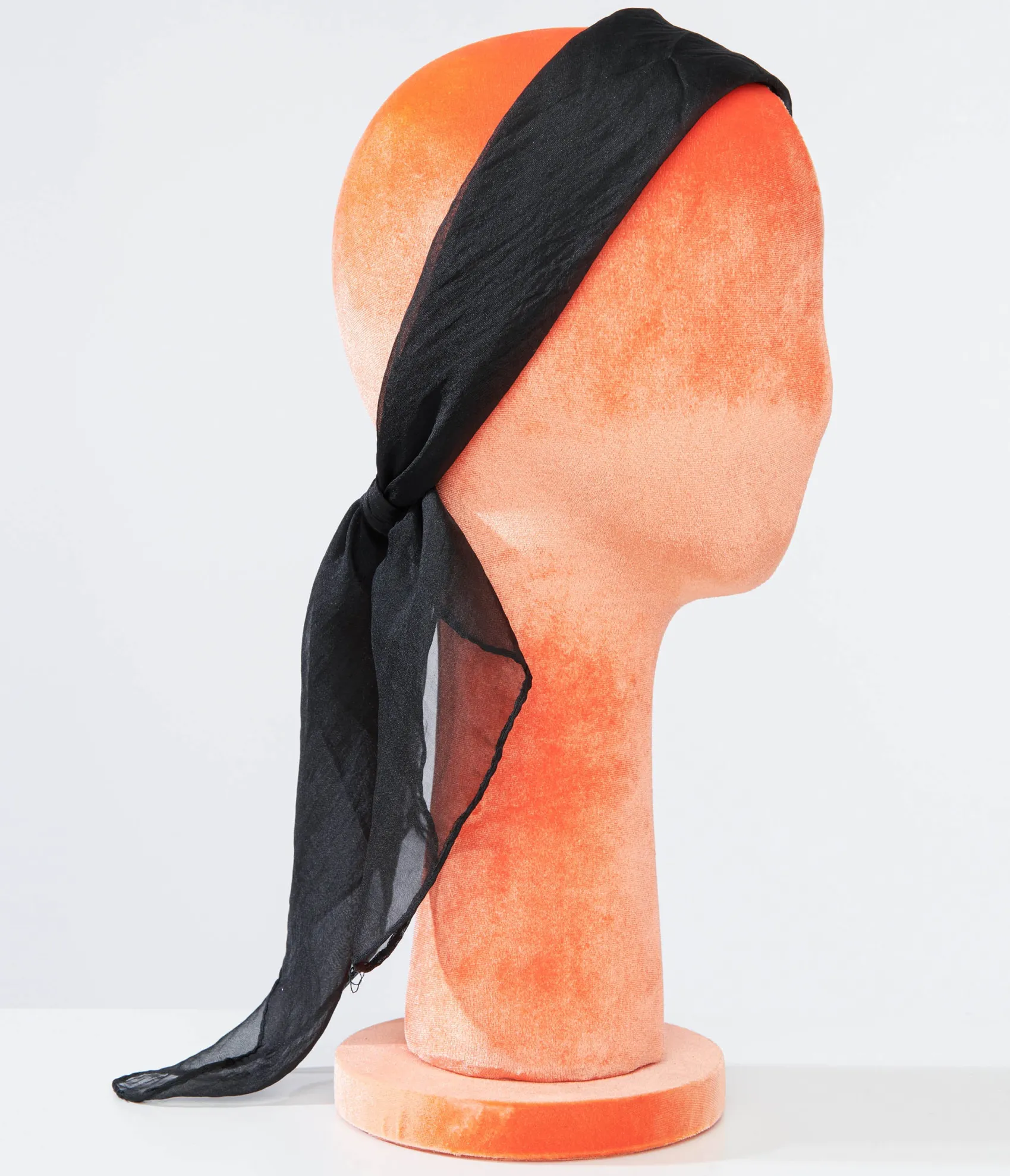 Unique Vintage 1950s Black Chiffon Hair Scarf Discount