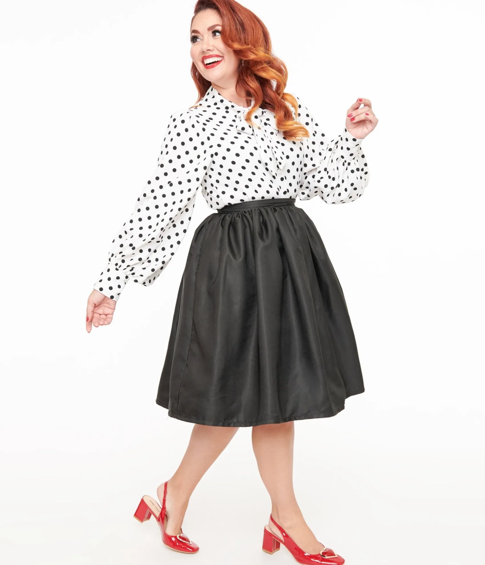 Unique Vintage 1950s Black Cotton Gellar Swing Skirt Hot