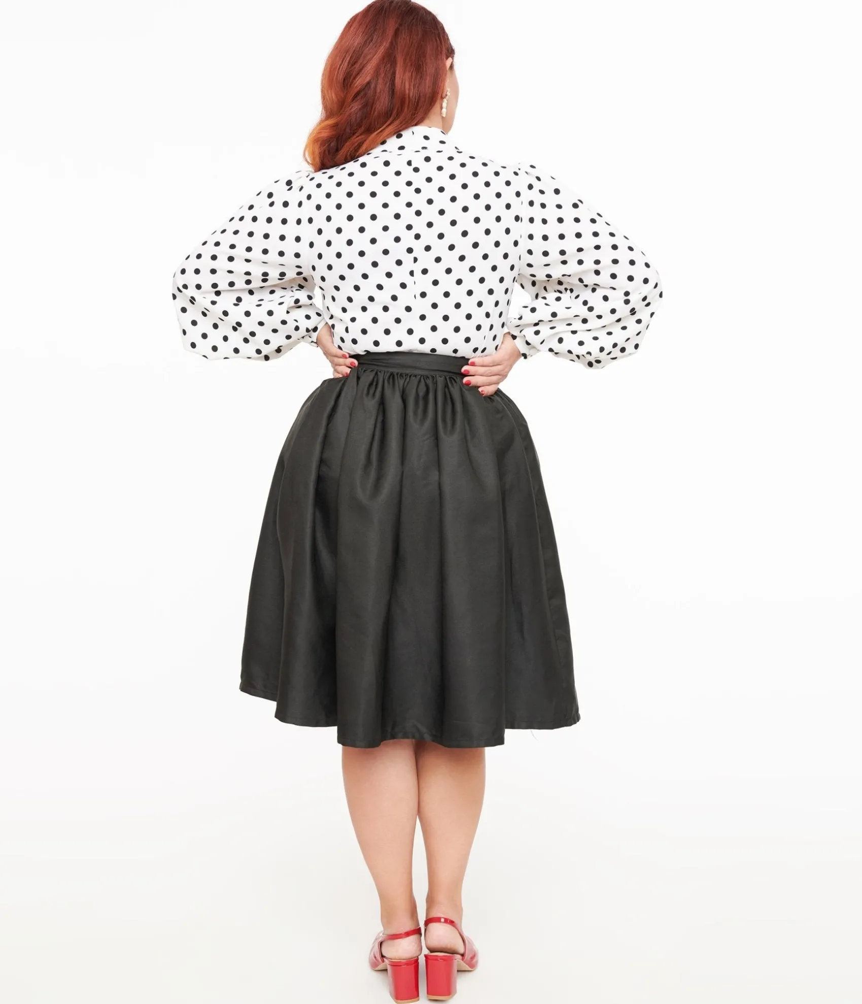 Unique Vintage 1950s Black Cotton Gellar Swing Skirt Hot