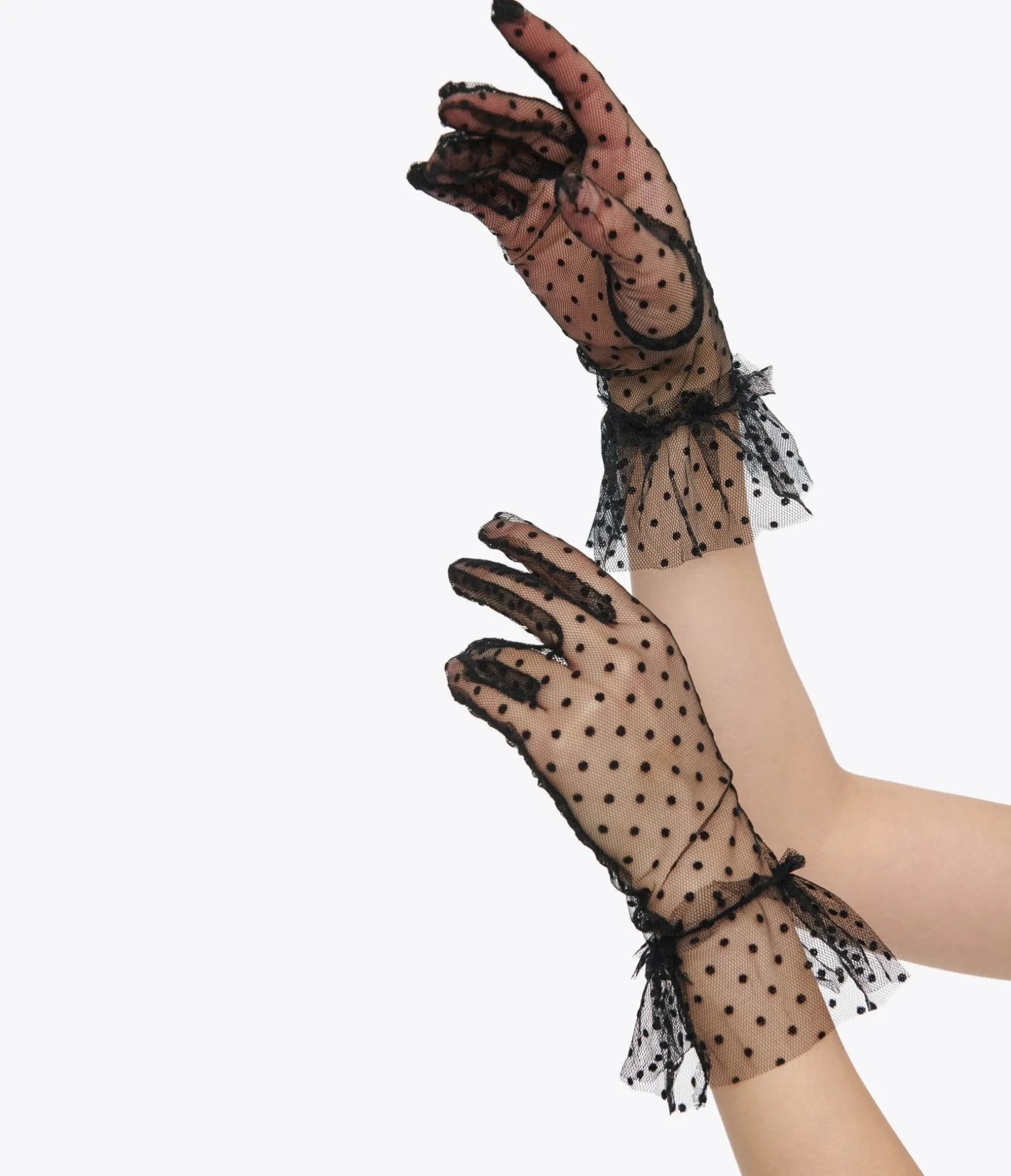 Unique Vintage 1950s Black Dot Mesh Gloves Best Sale