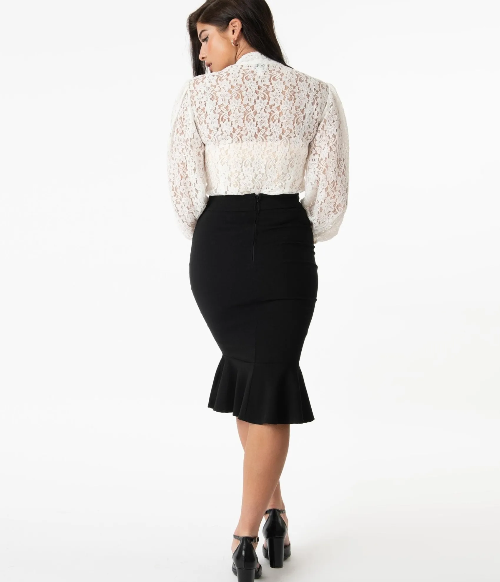 Unique Vintage 1940s Black Fishtail Lizette Wiggle Skirt Discount
