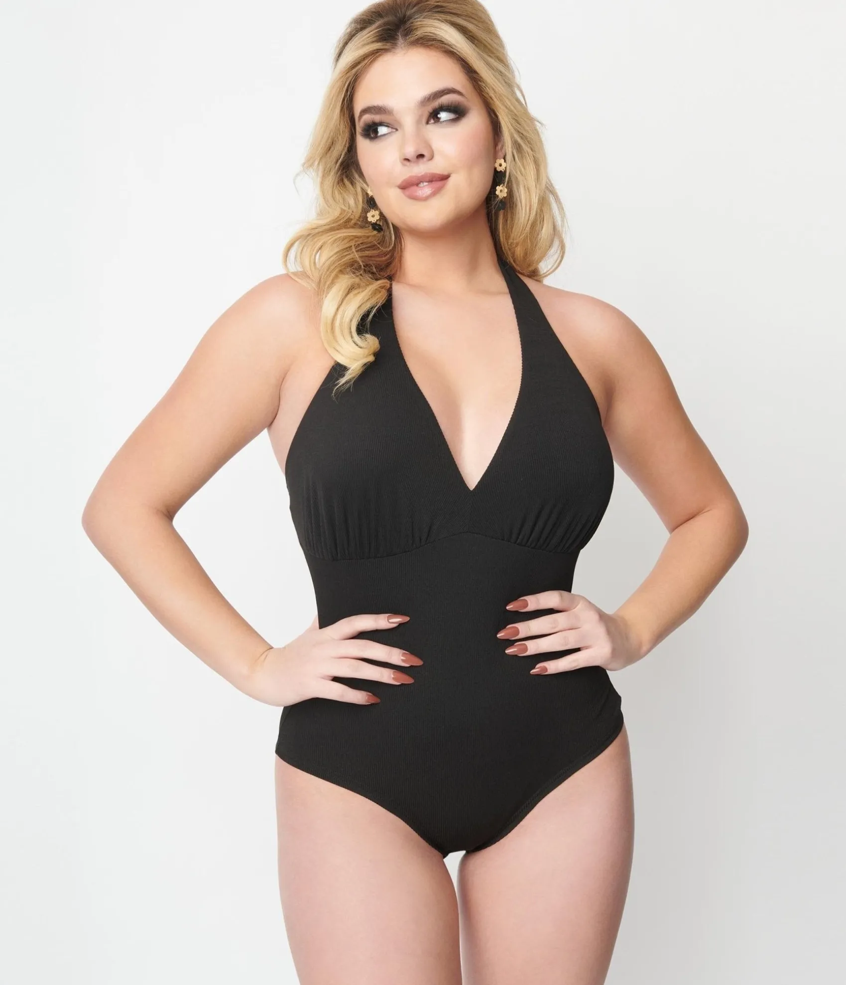 Unique Vintage 1970s Black Halter Bodysuit Fashion
