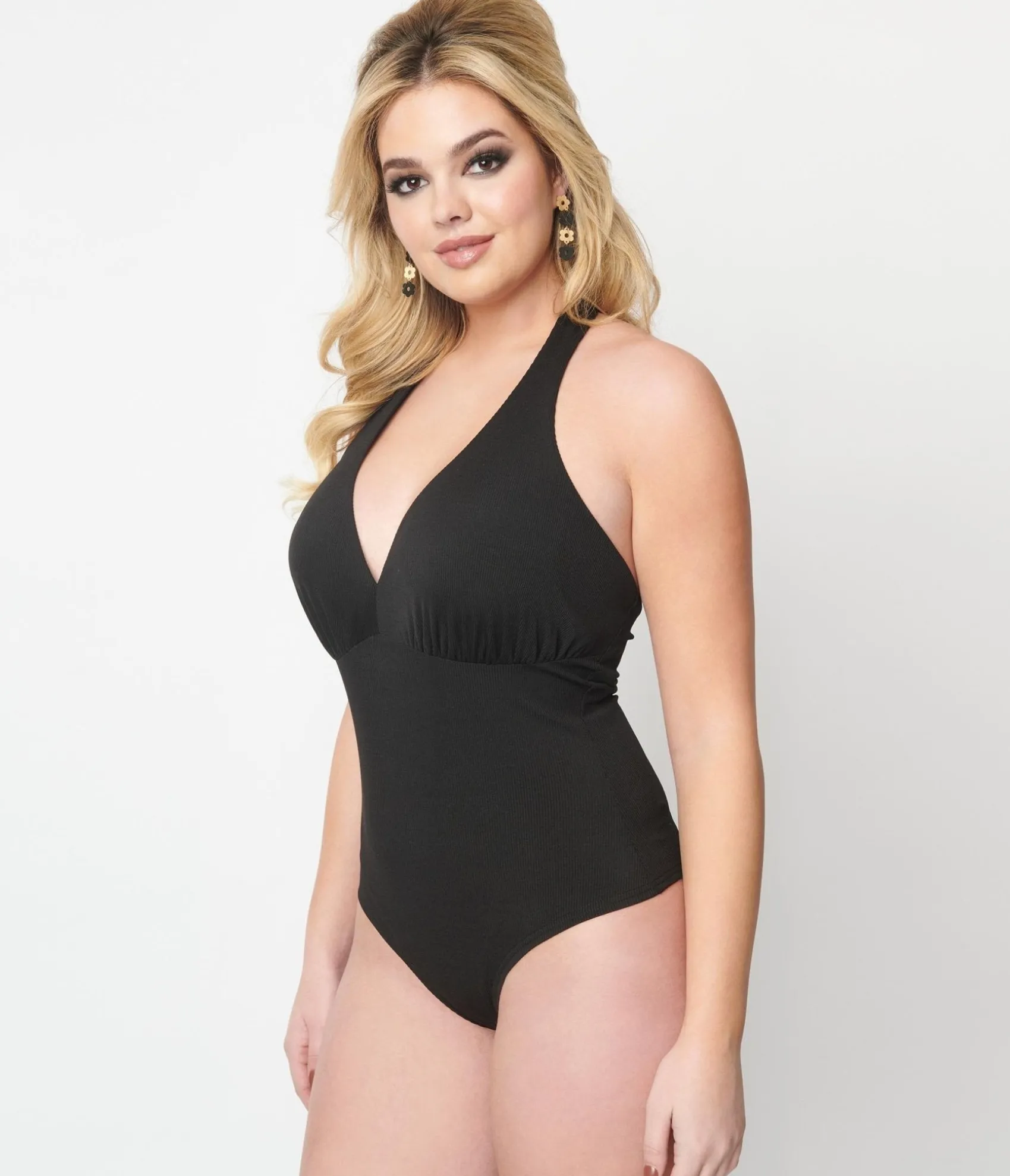 Unique Vintage 1970s Black Halter Bodysuit Fashion