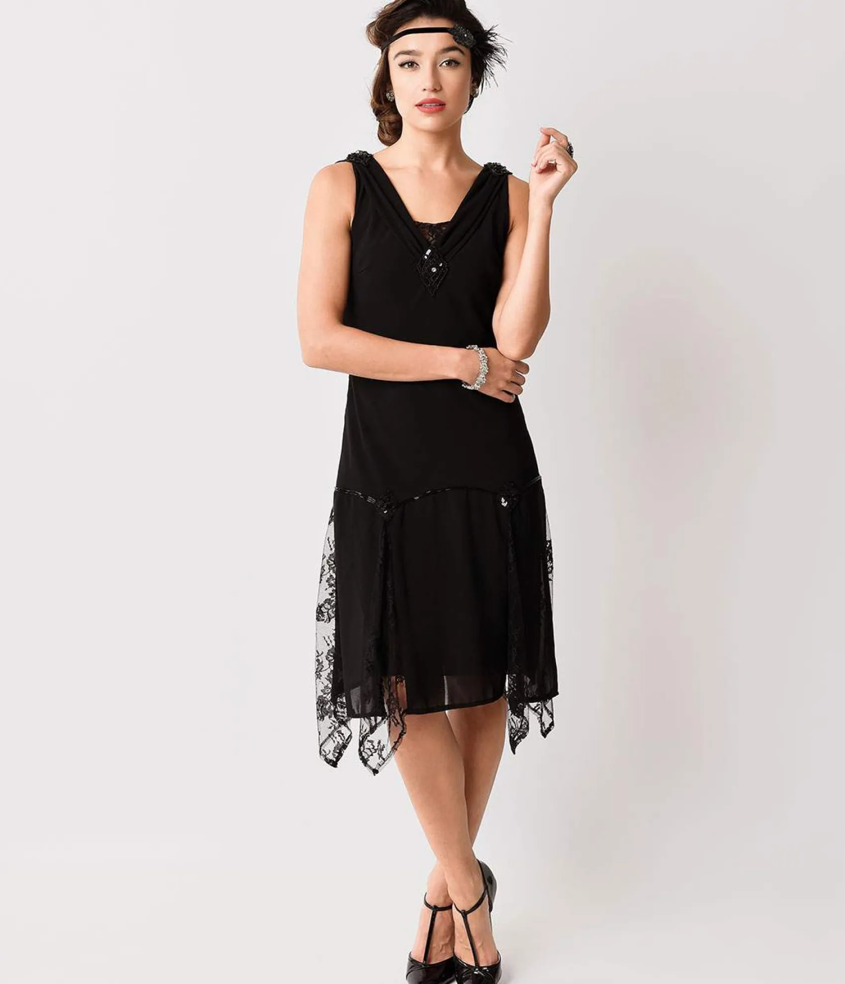 Unique Vintage 1920s Black Hemingway Flapper Dress Fashion