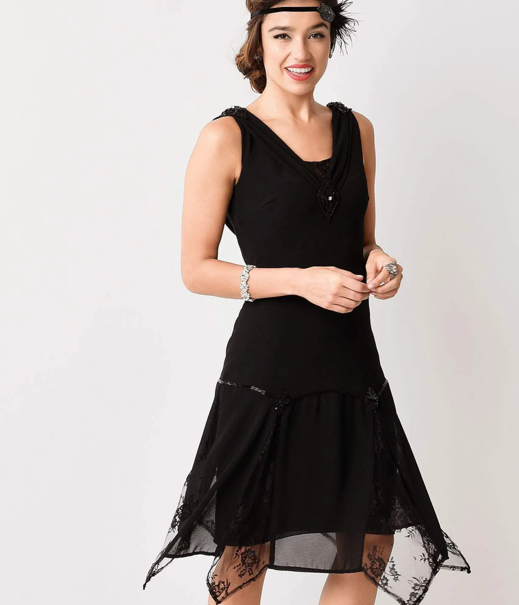 Unique Vintage 1920s Black Hemingway Flapper Dress Fashion