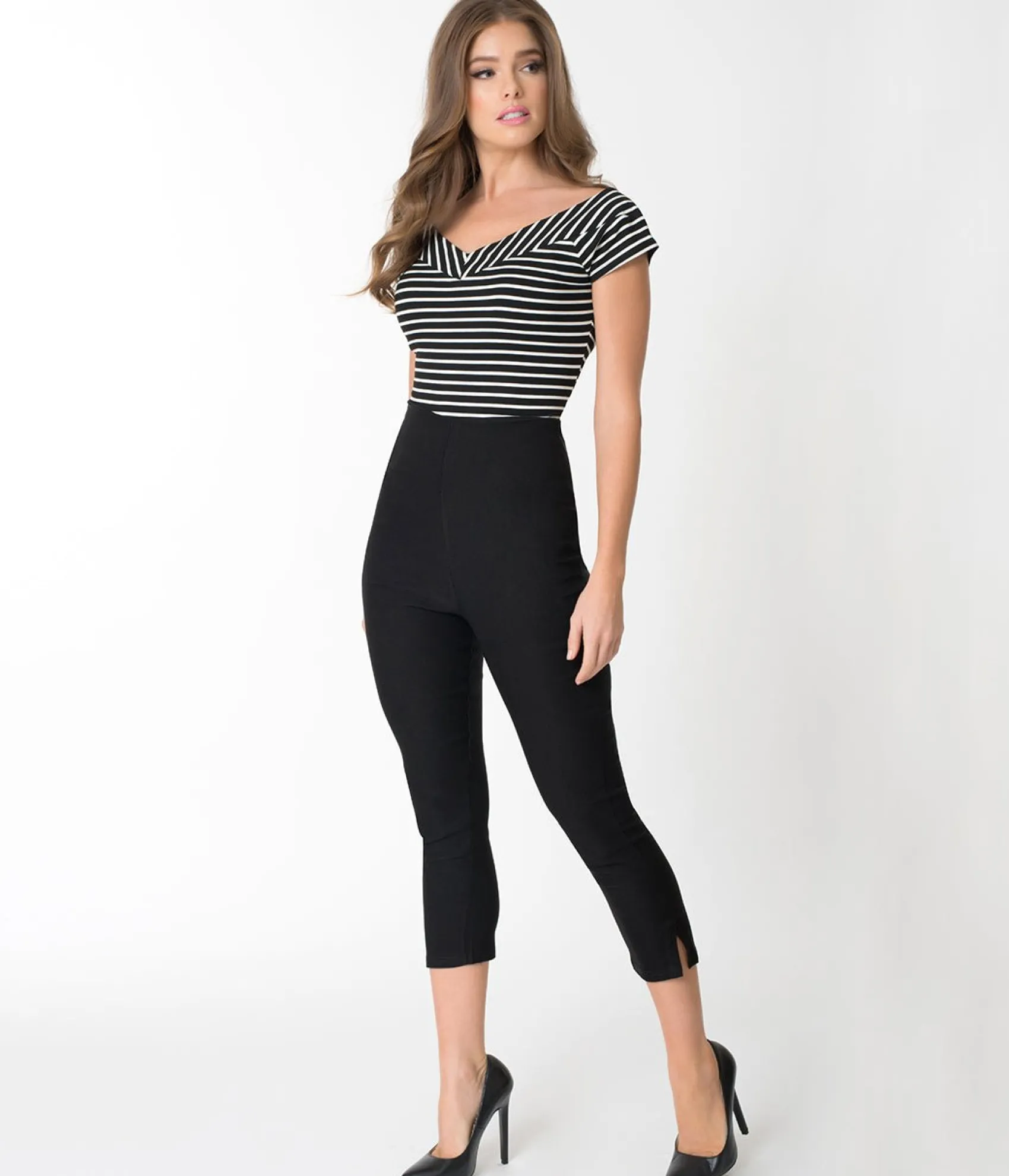 Unique Vintage 1950s Black High Waist Rachelle Capri Pants Best