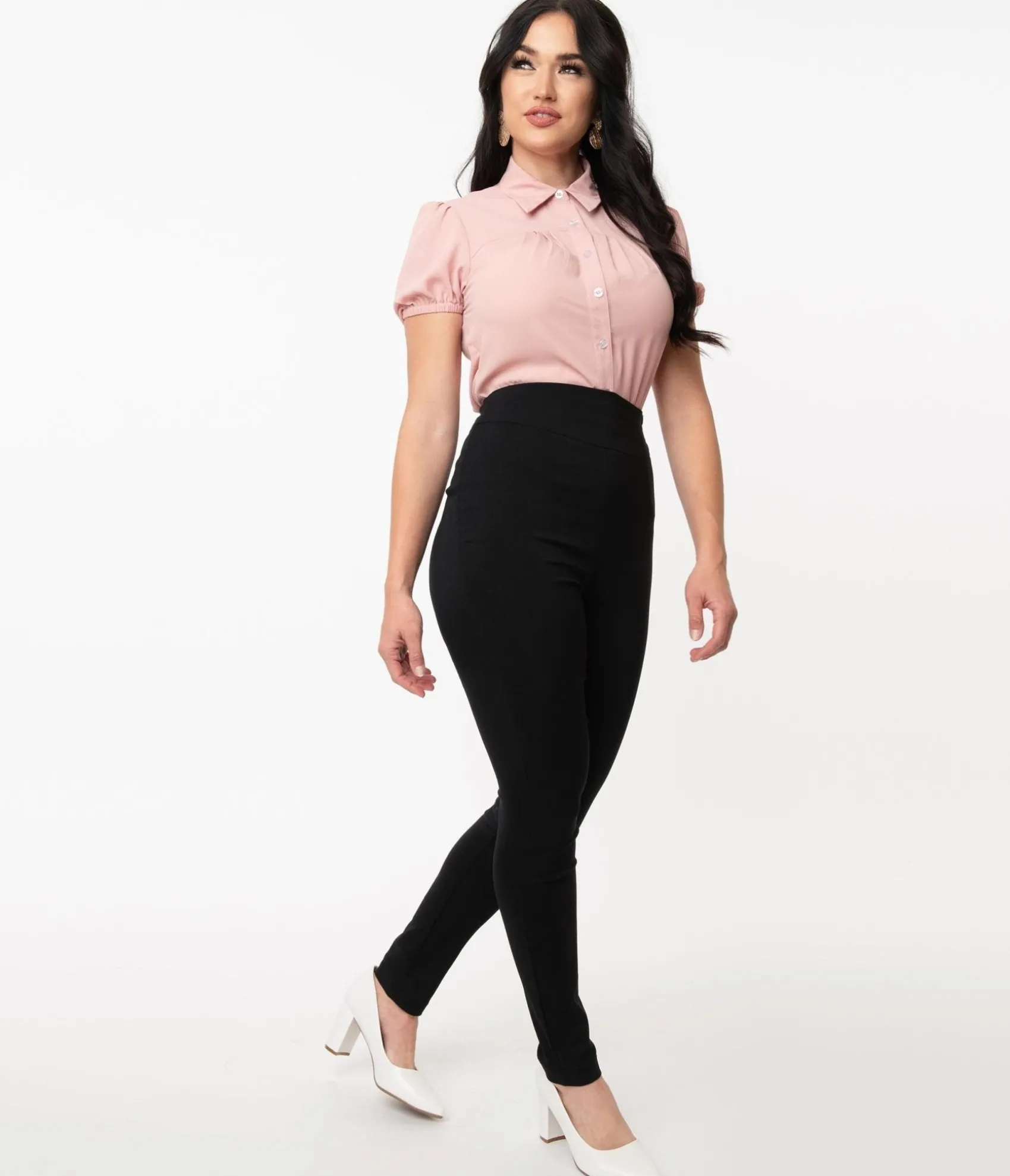 Unique Vintage 1950s Black High Waist Rizzo Cigarette Pants Fashion