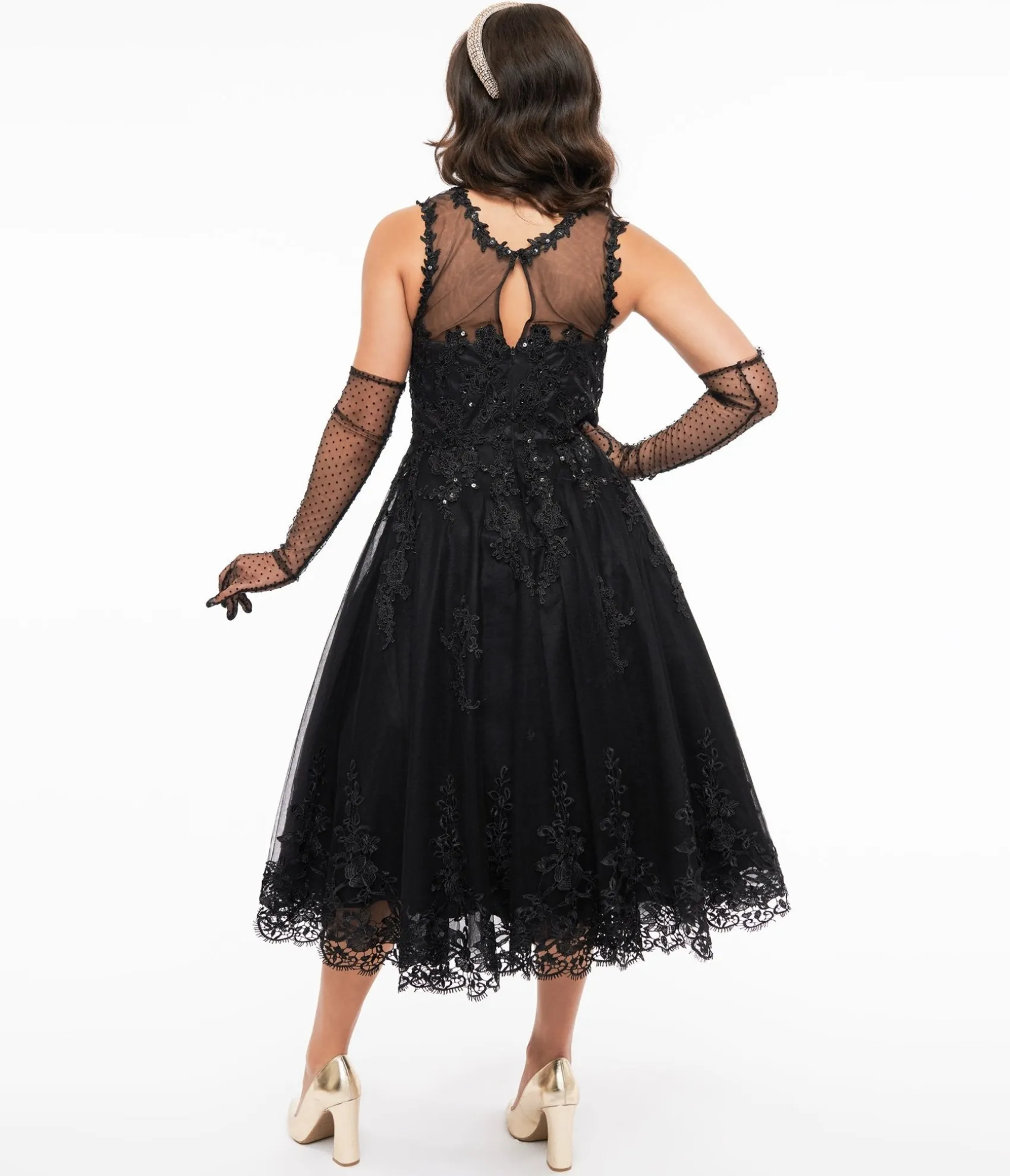 Unique Vintage 1950s Black Lace & Tulle Riviera Dress Online