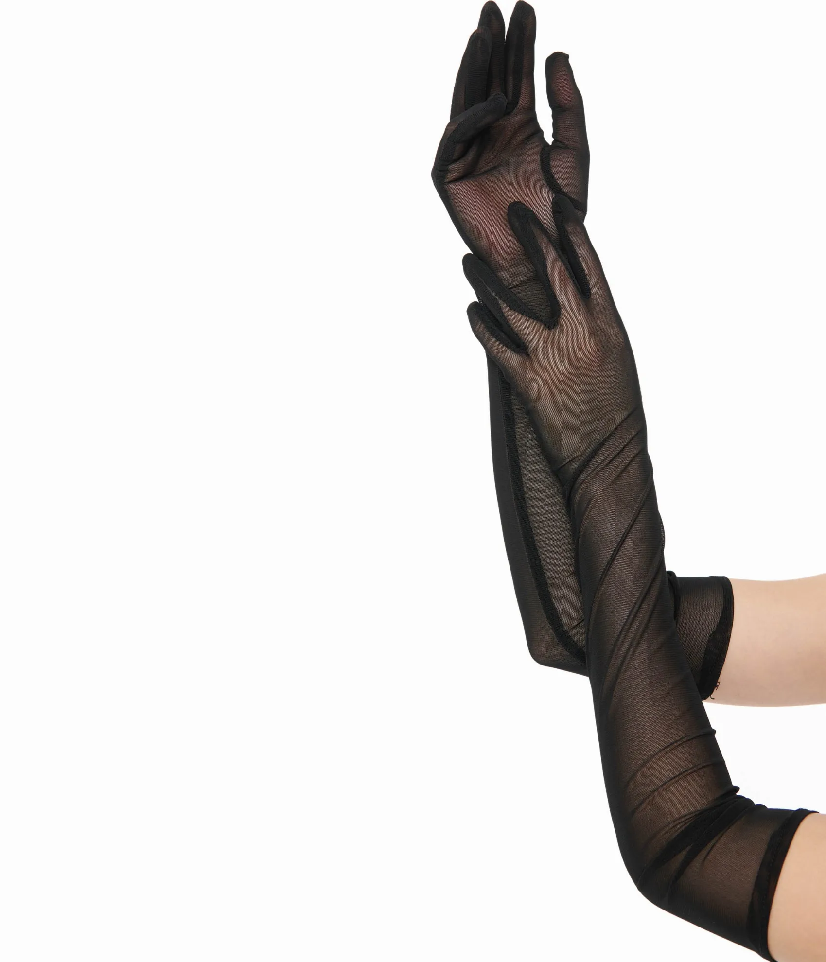 Unique Vintage 1920s Black Mesh Elbow Length Gloves Discount