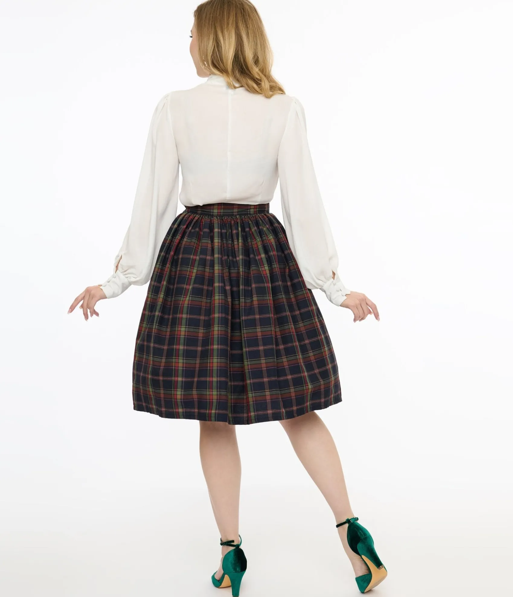 Unique Vintage 1950s Black Plaid Gellar Swing Skirt Cheap