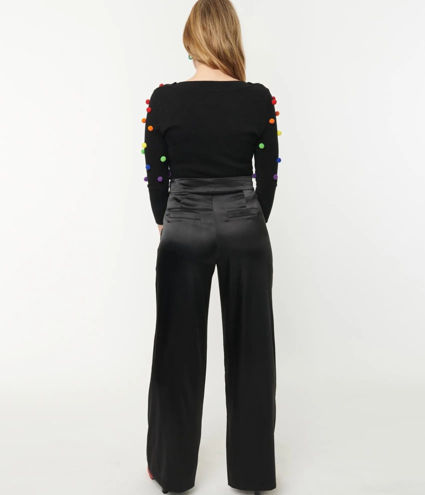 Unique Vintage 1940s Black Satin High Waist Ginger Pants Best