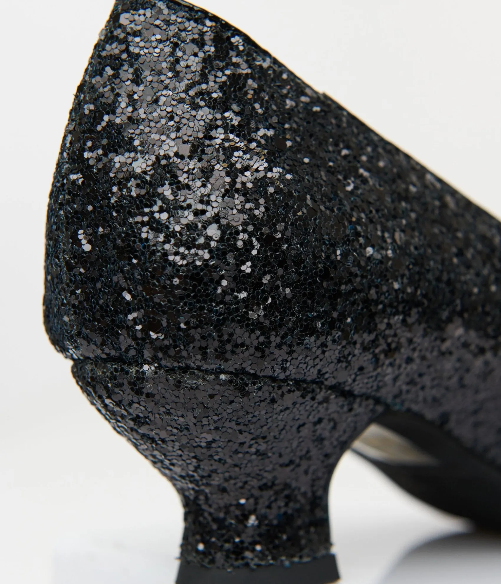 Unique Vintage 1950s Black Sparkle Pointed Kitten Heels Online