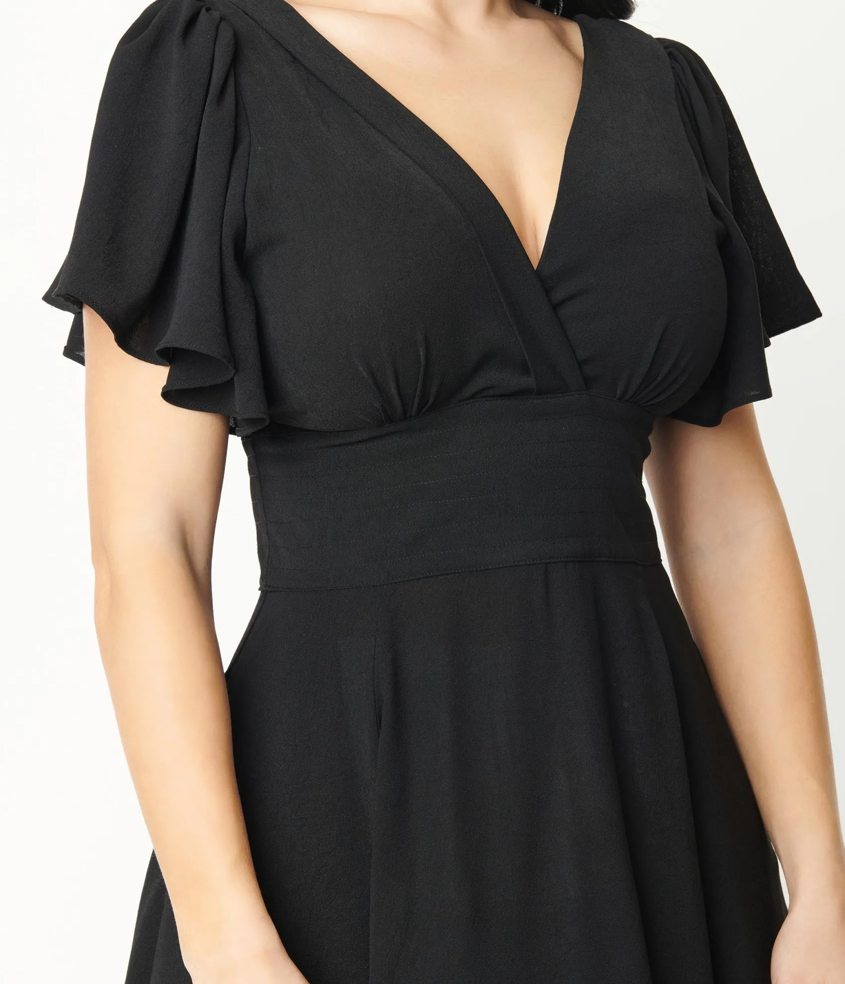 Unique Vintage 1940s Black Texture Swing Dress Best