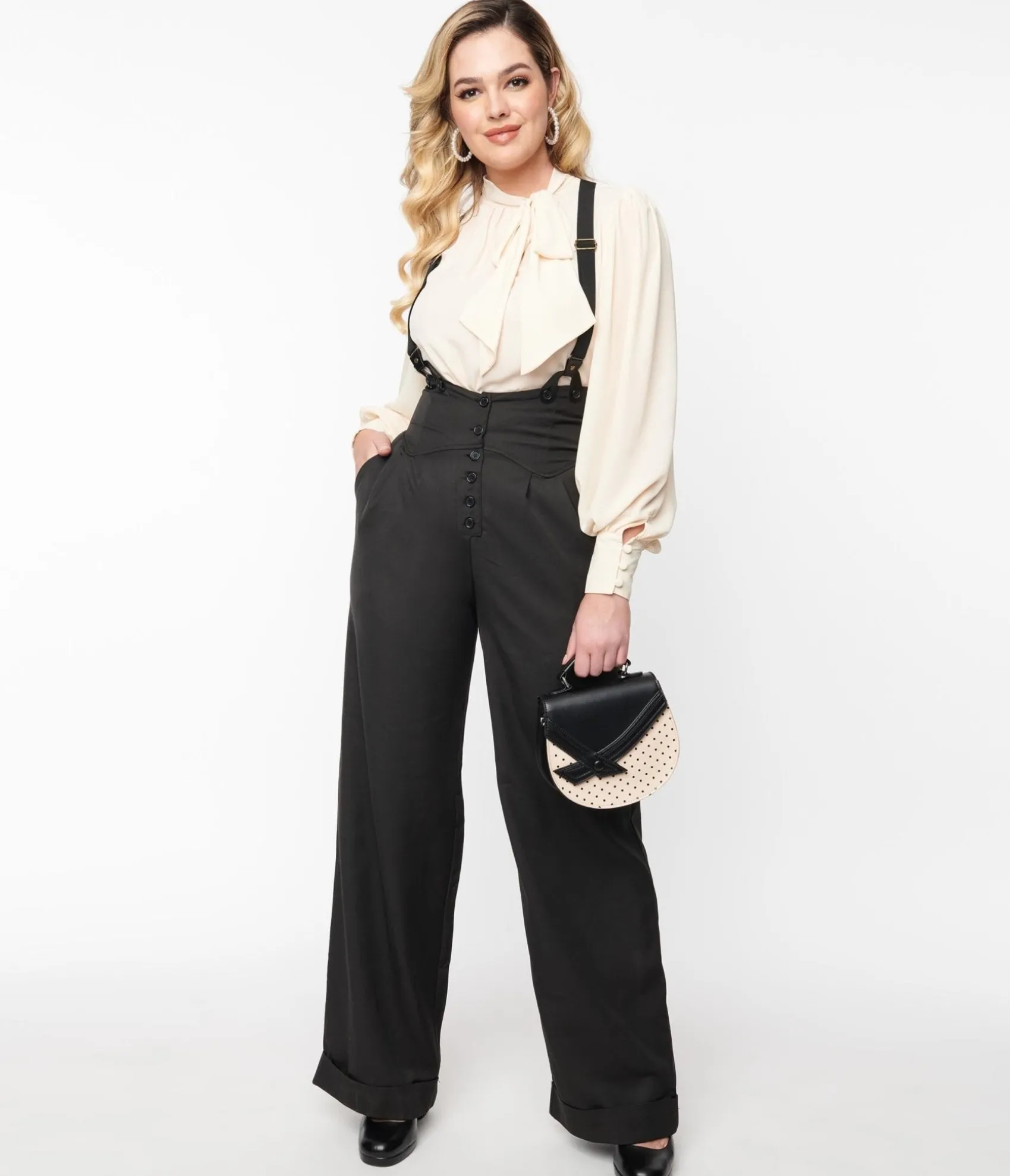 Unique Vintage 1930s Black Thelma Suspender Pants Sale