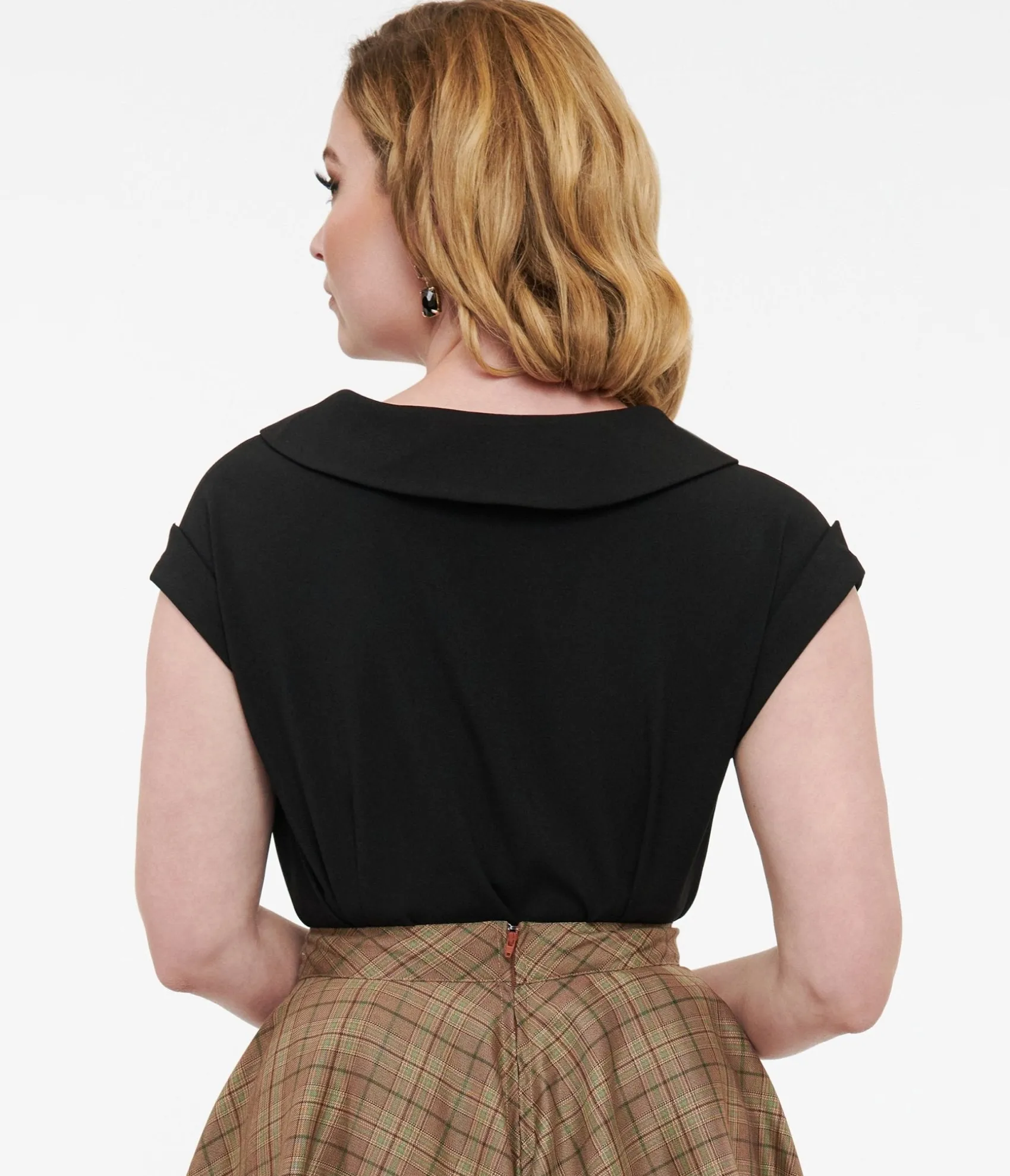 Unique Vintage 1960s Black Twill Sleeveless Blouse Store