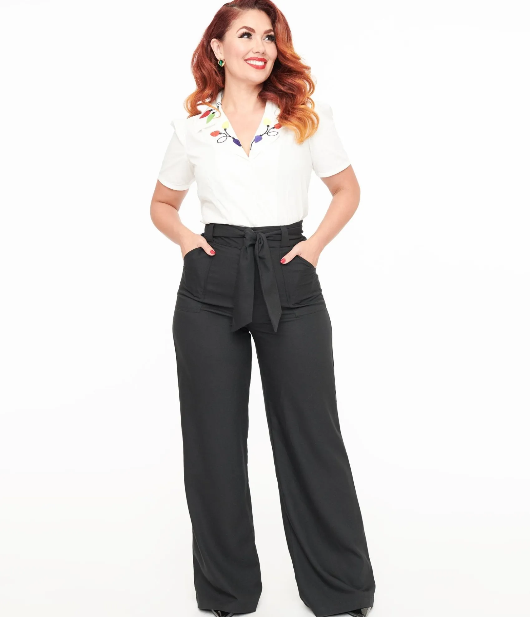Unique Vintage 1950s Black Wide Leg Trousers Outlet