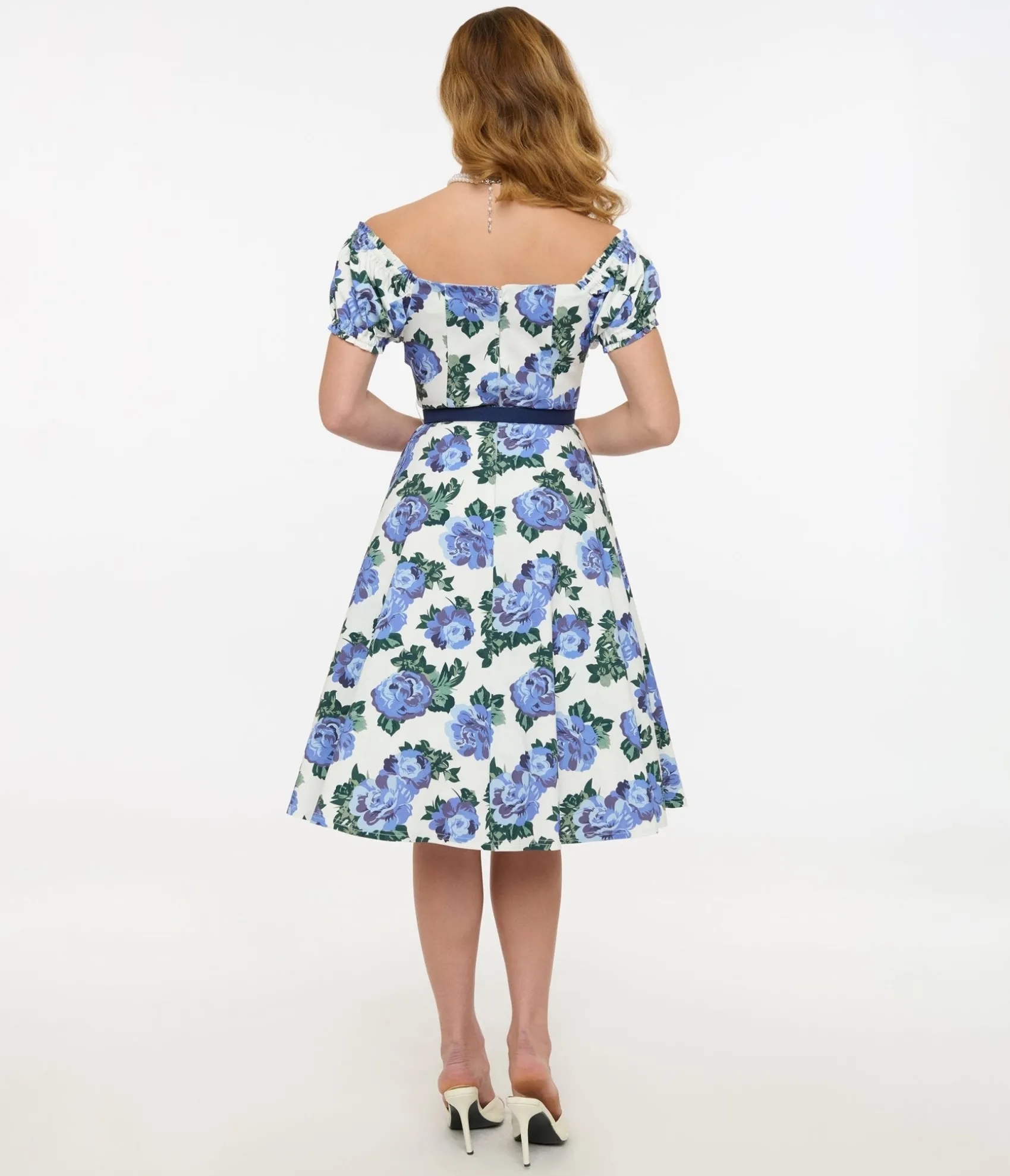 Unique Vintage 1960s Blue Winter Floral Ohara Swing Dress Store