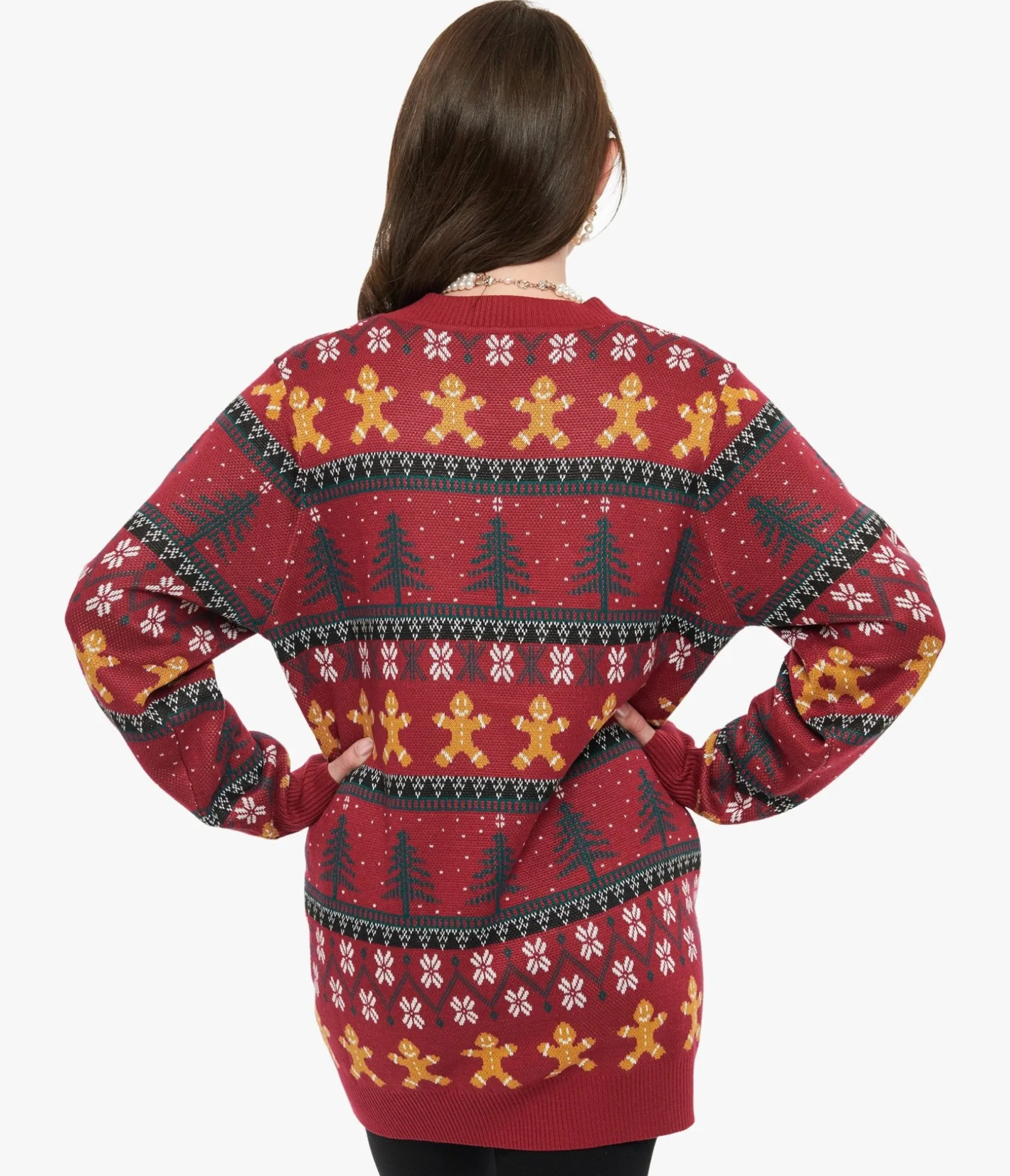 Unique Vintage 1960s Burgundy Gingerbread Fair Isle Cardigan New