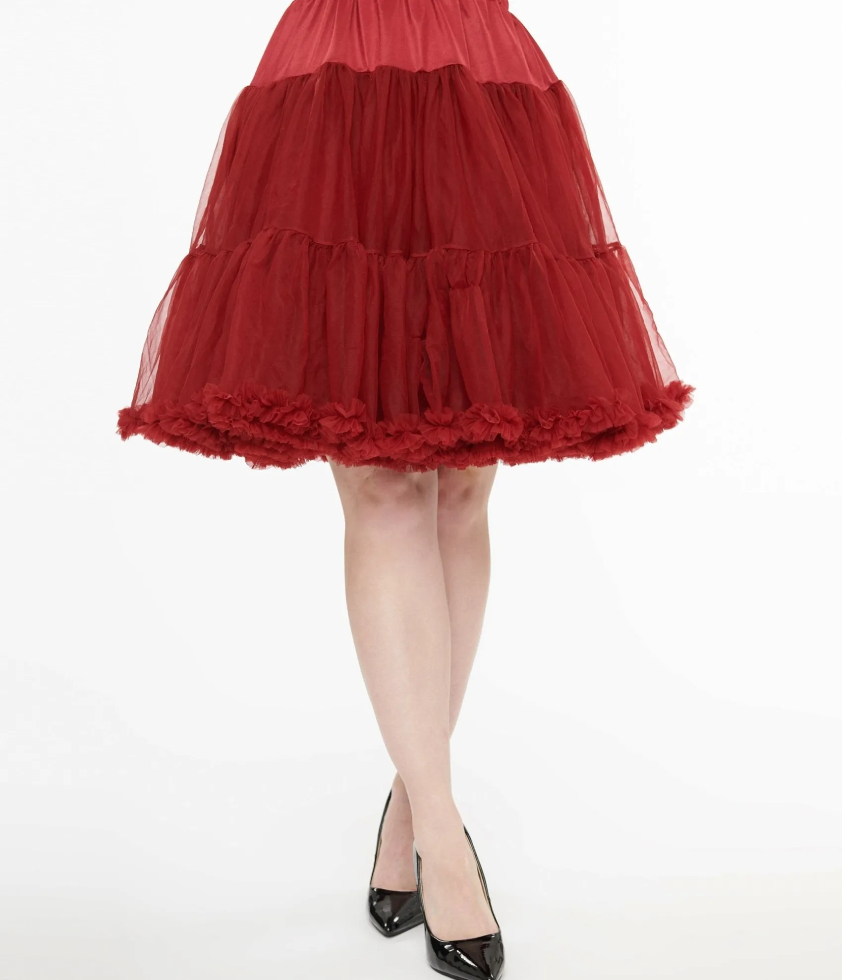 Unique Vintage 1950s Burgundy Retro Style Ruffled Petticoat Crinoline Hot
