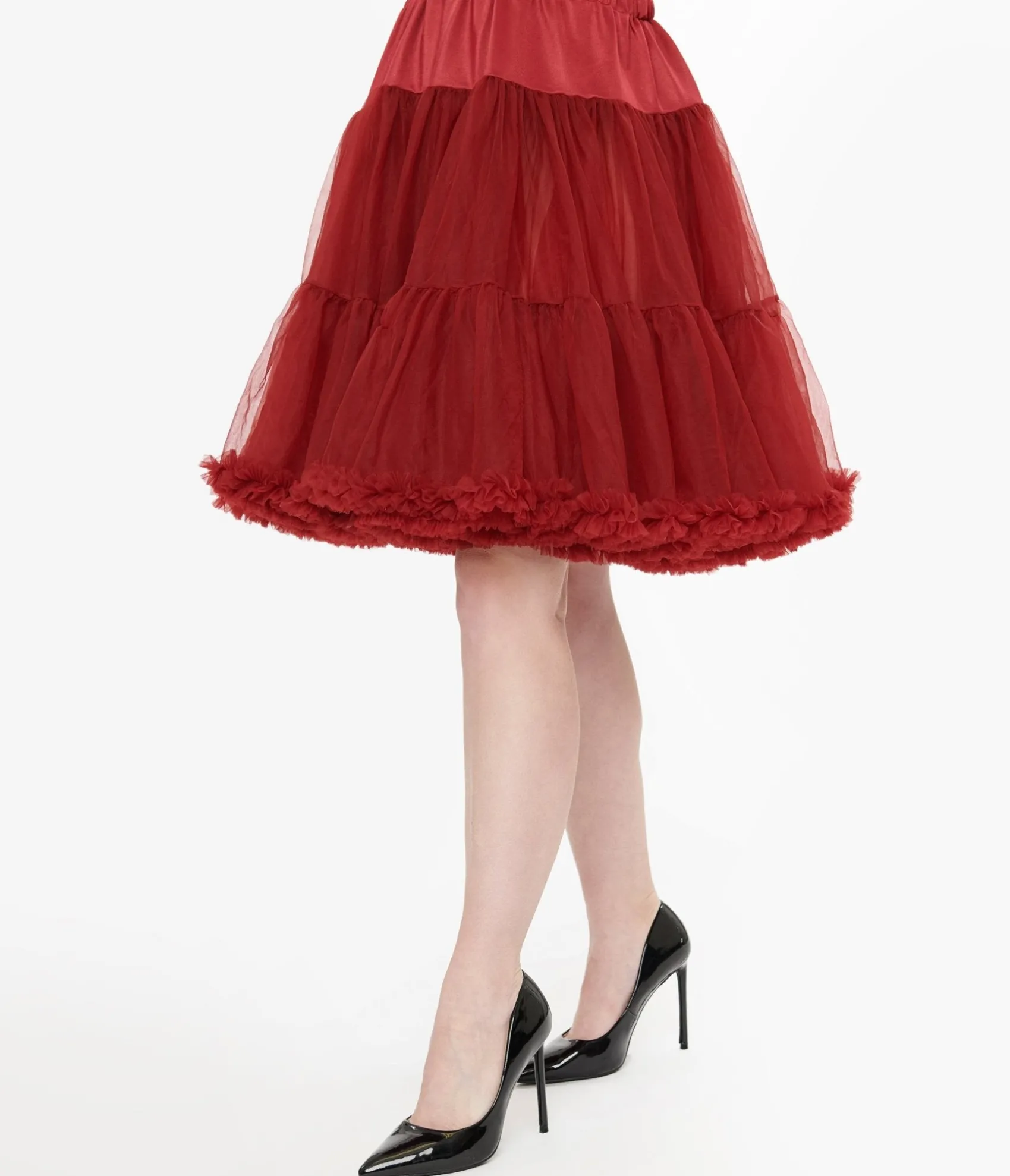 Unique Vintage 1950s Burgundy Retro Style Ruffled Petticoat Crinoline Hot
