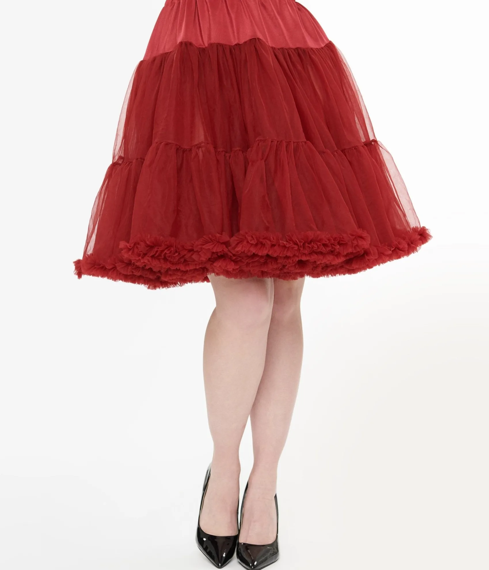 Unique Vintage 1950s Burgundy Retro Style Ruffled Petticoat Crinoline Hot