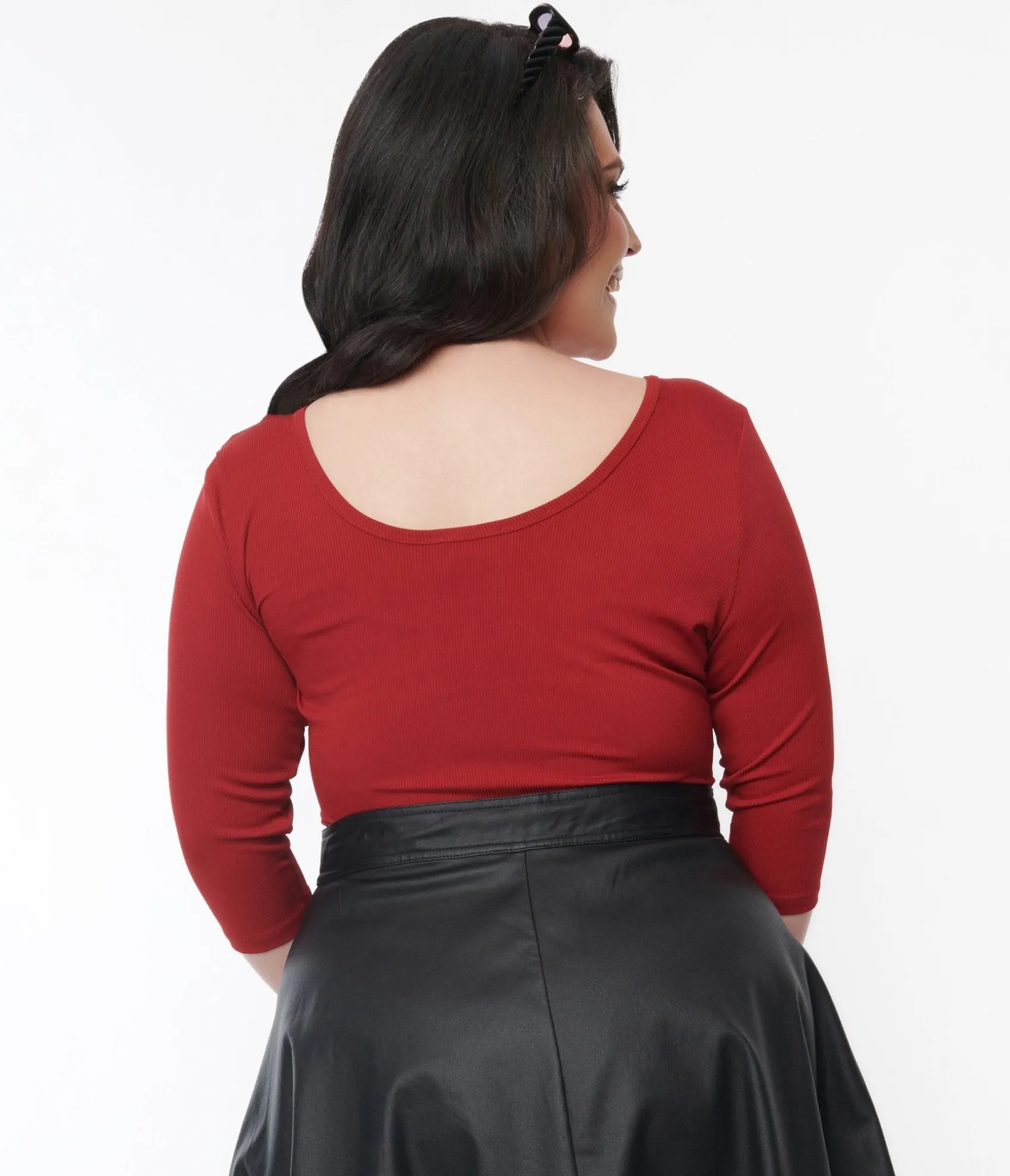 Unique Vintage 1970s Burgundy Surplice Bodysuit Cheap