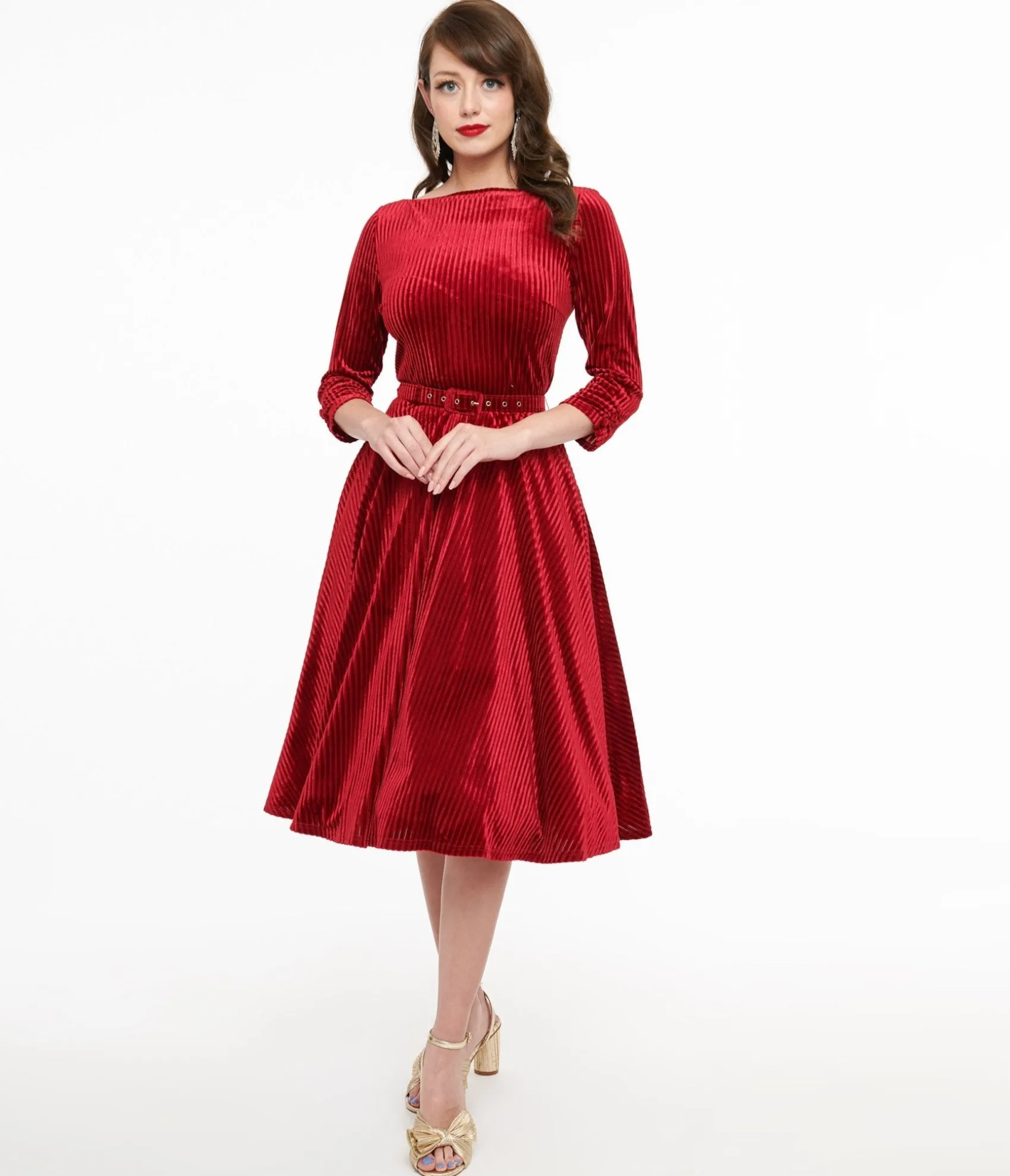 Unique Vintage 1950s Burgundy Textured Velvet Devon Swing Dress Outlet