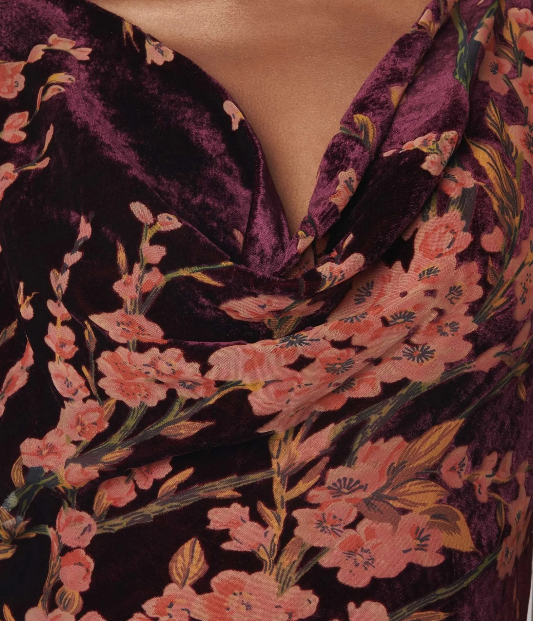 Unique Vintage 1920s Burgundy Velvet Floral Burnout Hemingway Flapper Dress Cheap