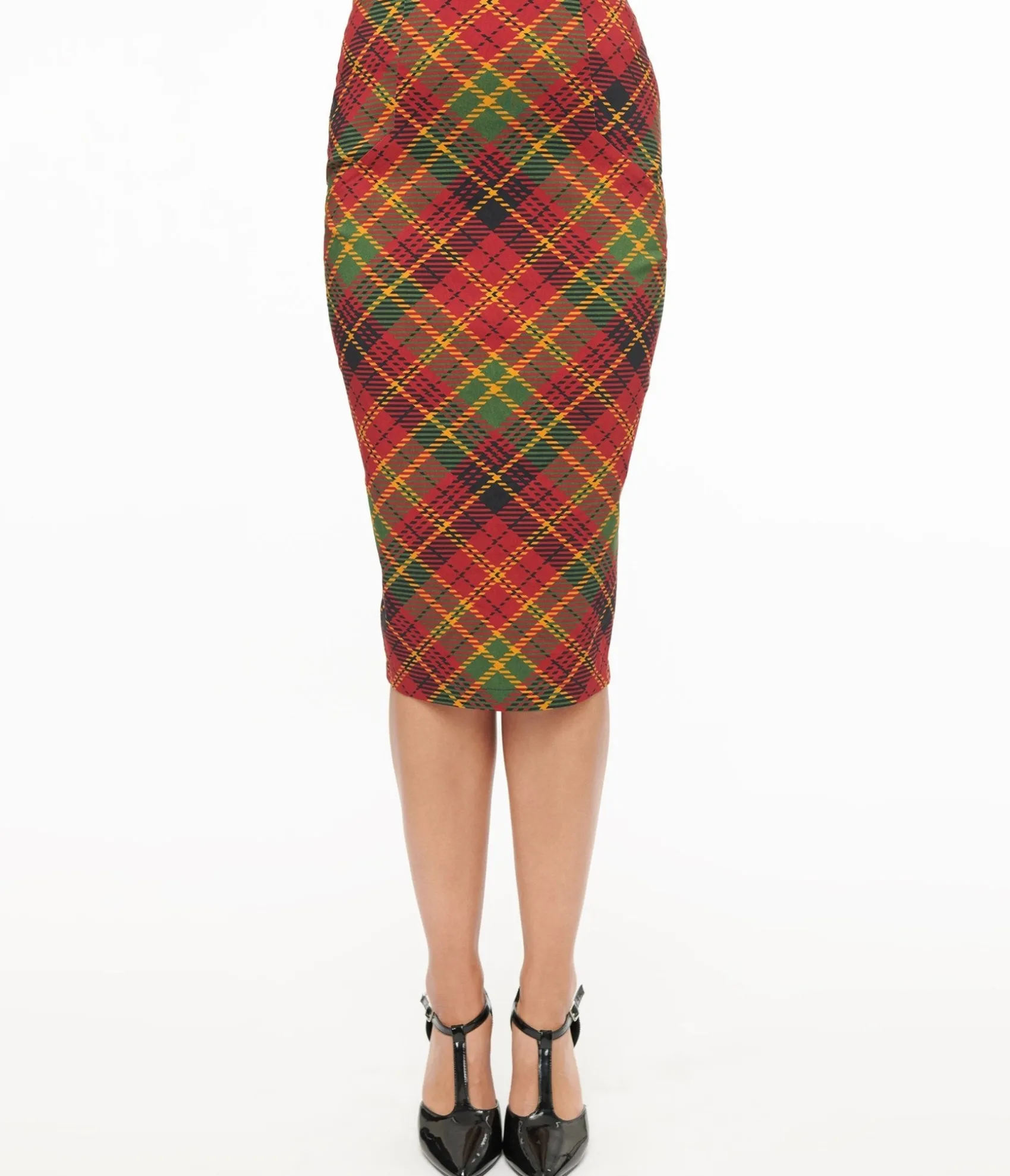 Unique Vintage 1950s Burnt Orange & Green Plaid Tracy Pencil Skirt Best