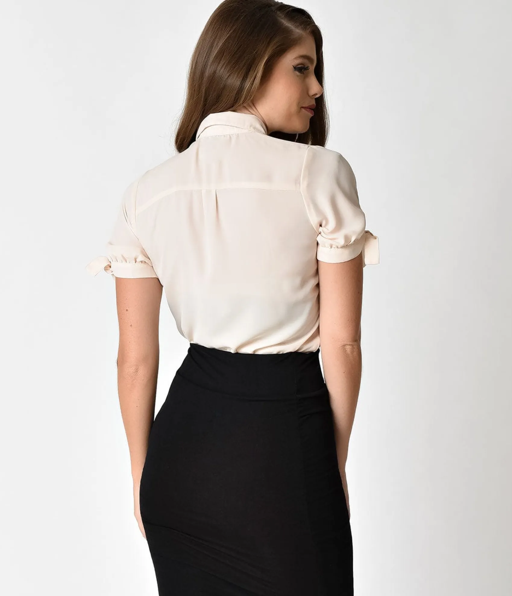 Unique Vintage 1940s Cream Short Sleeve Colvin Blouse Flash Sale