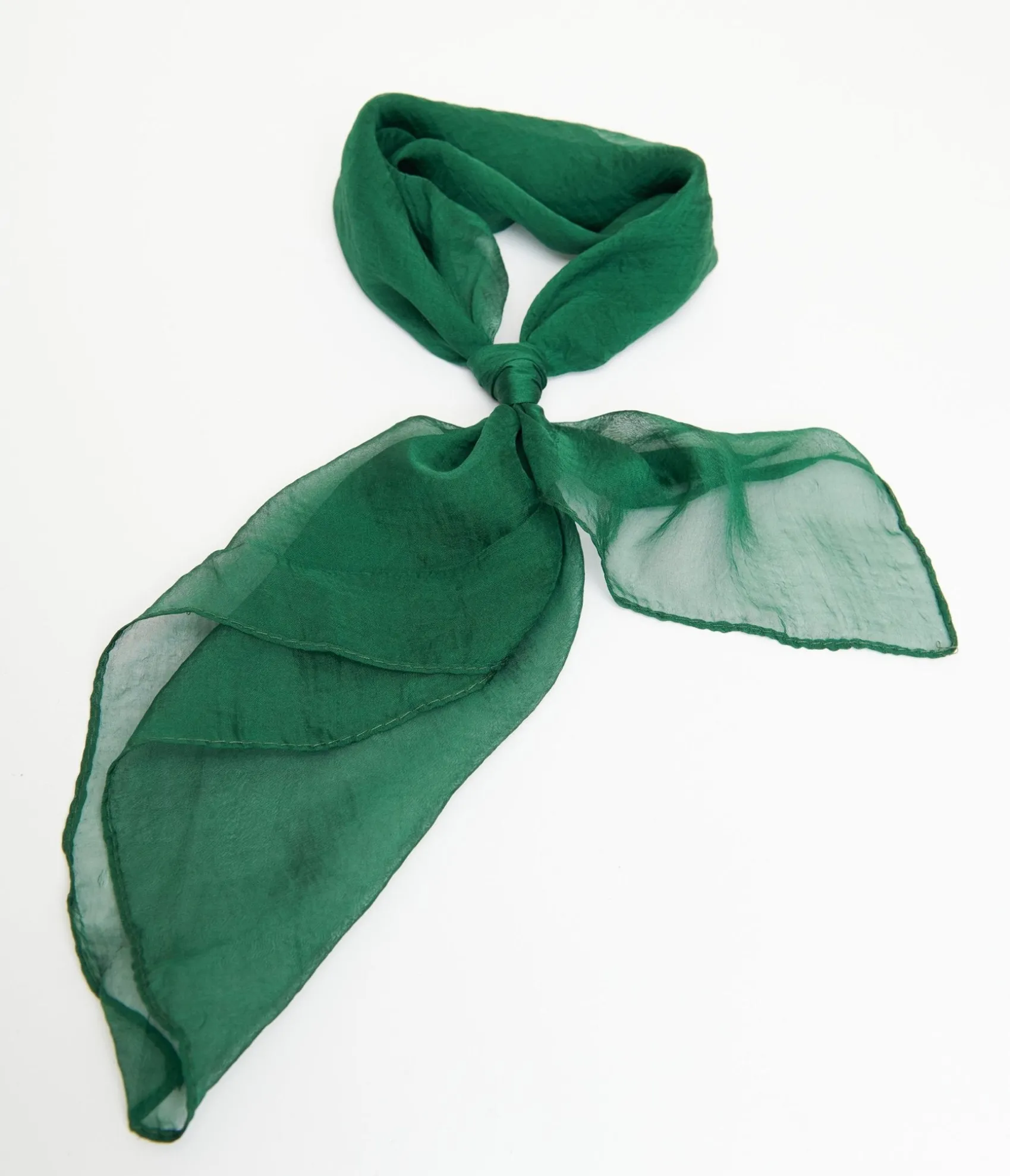 Unique Vintage 1950s Dark Green Chiffon Hair Scarf Cheap