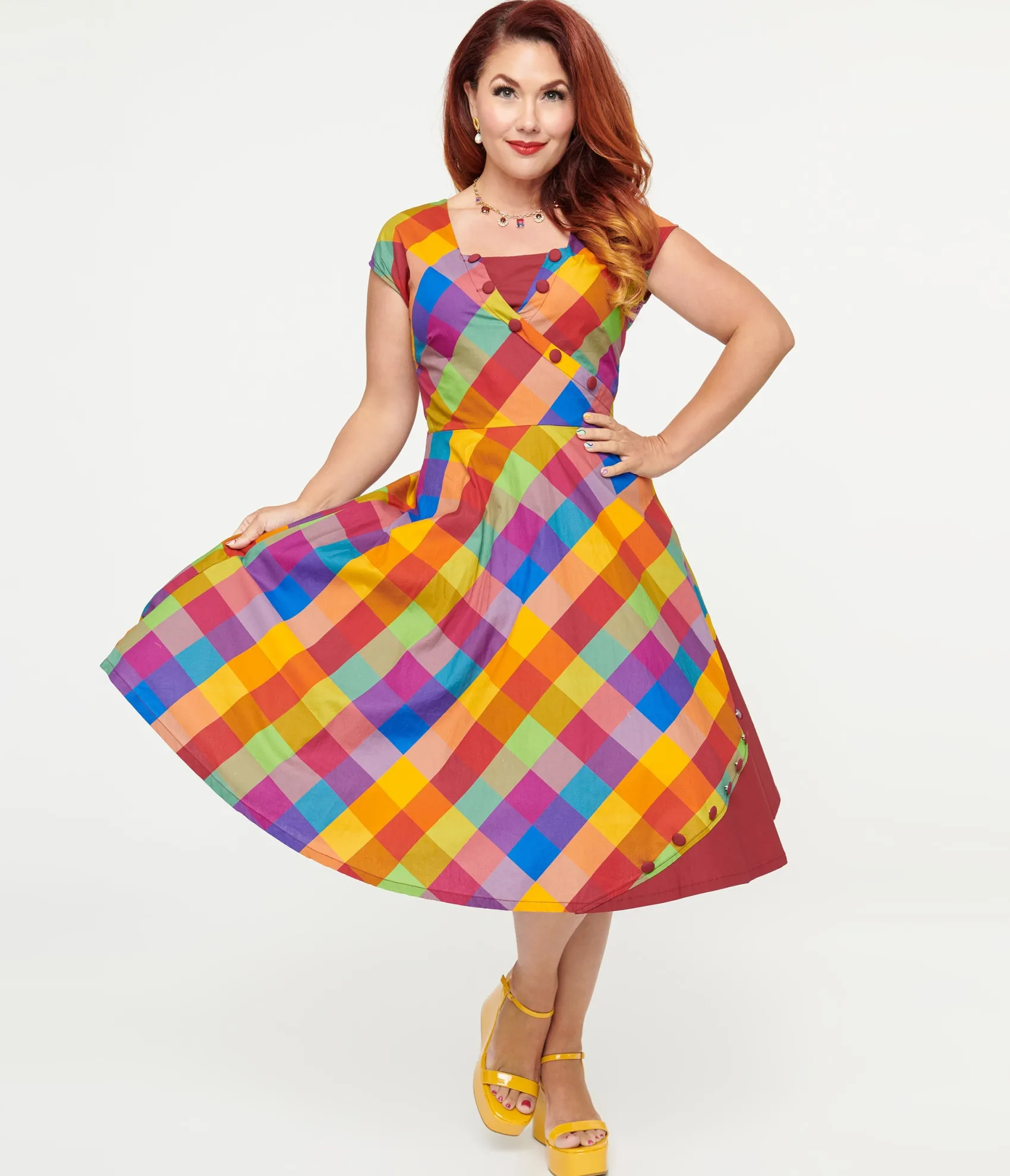 Unique Vintage 1950s Fall Madras Plaid Swing Dress Flash Sale