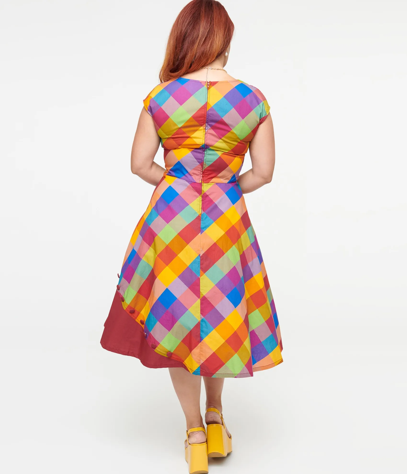 Unique Vintage 1950s Fall Madras Plaid Swing Dress Flash Sale